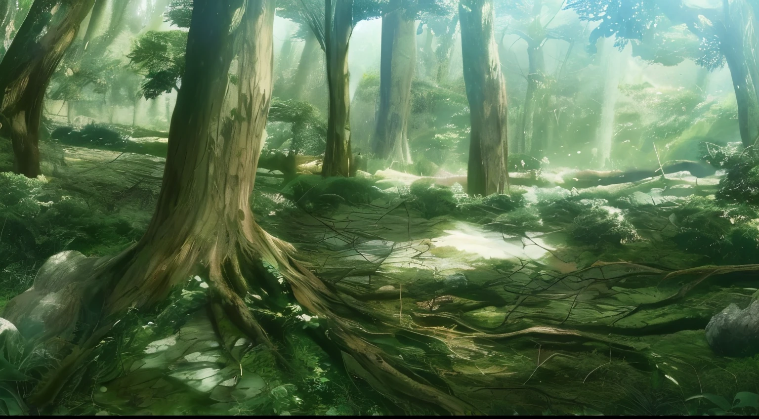 um lindo cenario de floresta estilo anime