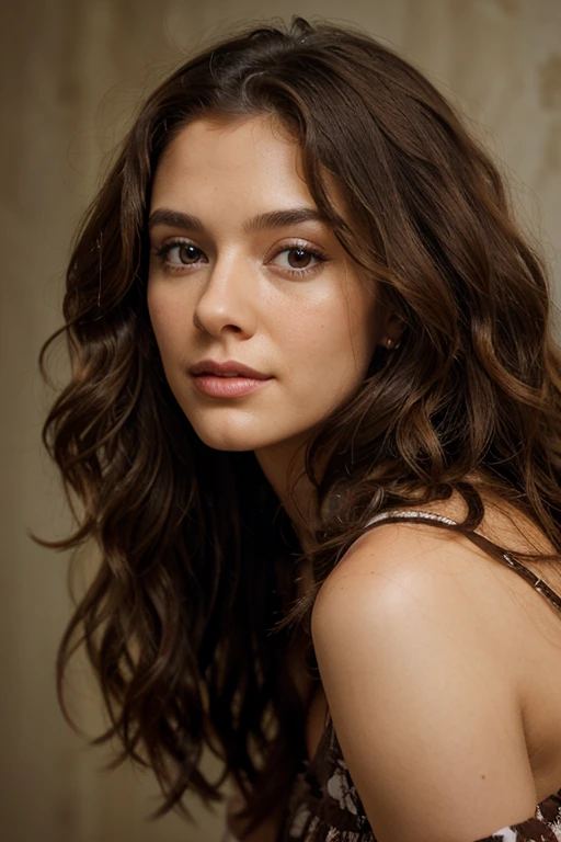 change the background and make her hair curly