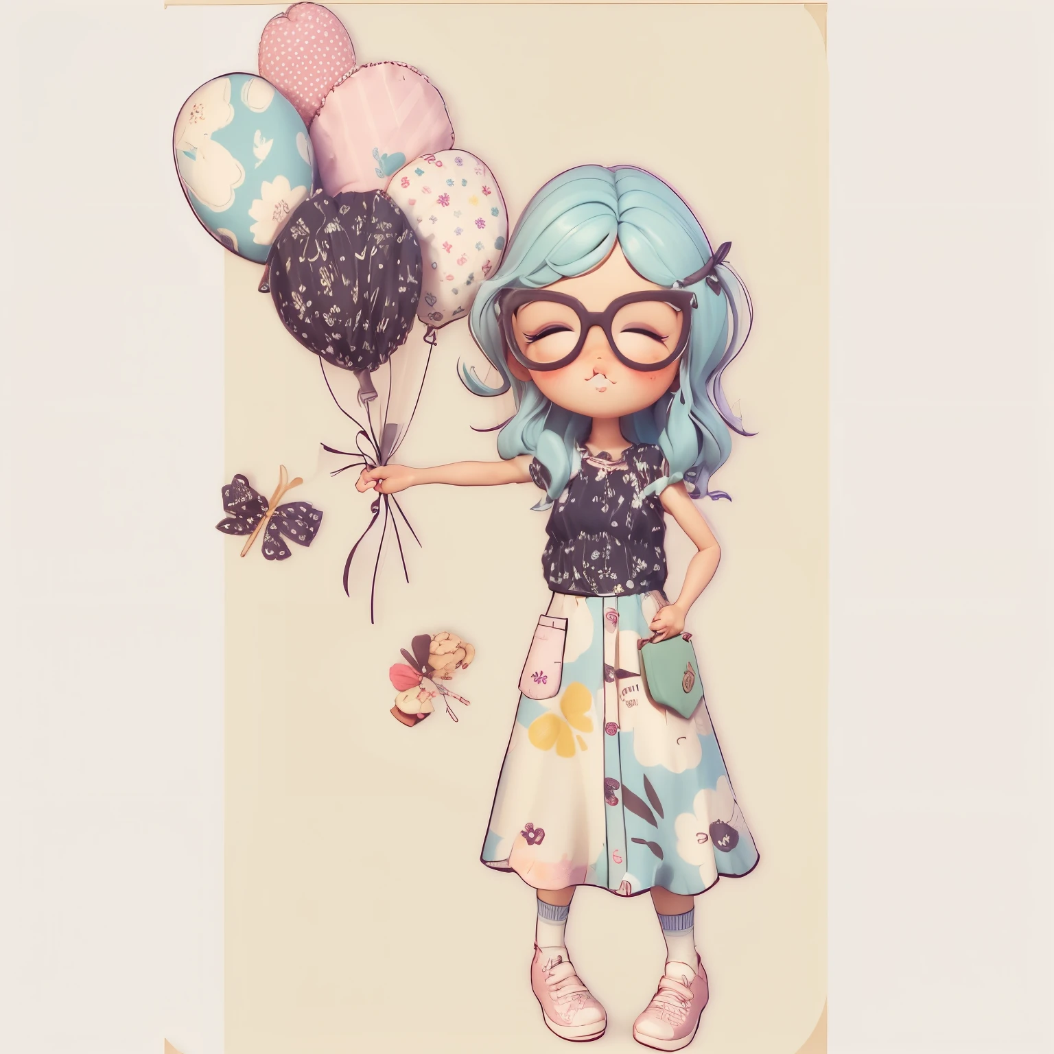 Crie uma roupa de boneca estilo chibi com um tema de chef confeiteiro bonito., Each piece has a lot of detail and 8K resolution.. All dolls must follow the same and complete stable background pattern in the image., programa (corpo inteiro, incluindo pernas: 1.5)

Boneca Doce: Chame-a de Bella.. Ela deve ter muito tempo, cabelos cacheados em tons pastel., Empate em duas marias-chiquinhas. Seus olhos devem ser grandes e brilhantes., It has long eyelashes and rosy cheeks.. Bella deve se vestir com um vestido de pastelaria., With a cupcake pattern apron and a full-length skirt.. She had to wear a chef's hat and have a bag of candy in her hand., enquanto no outro, Ela segura um prato de cupcakes decorativos.. Don't forget the details of the cupcakes., With colorful toppings and charming décor., Nice shoes

Don't forget to add shadows., Textura e detalhe no cabelo, Clothes, Each doll's baking equipment and candy, To make them cuter and more charming..