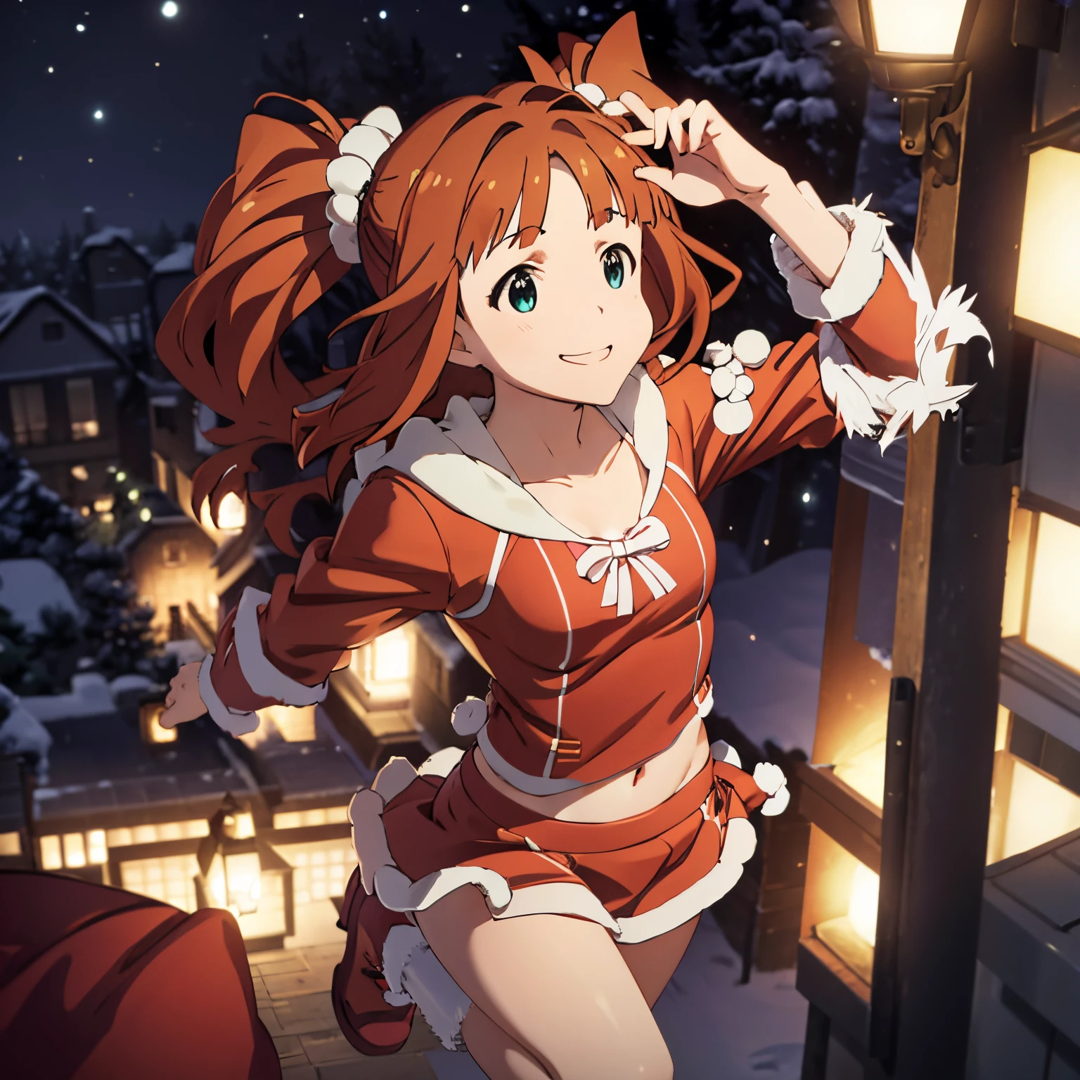 santa costume、The bikini、a miniskirt、Christmas、ssmile、Jumping