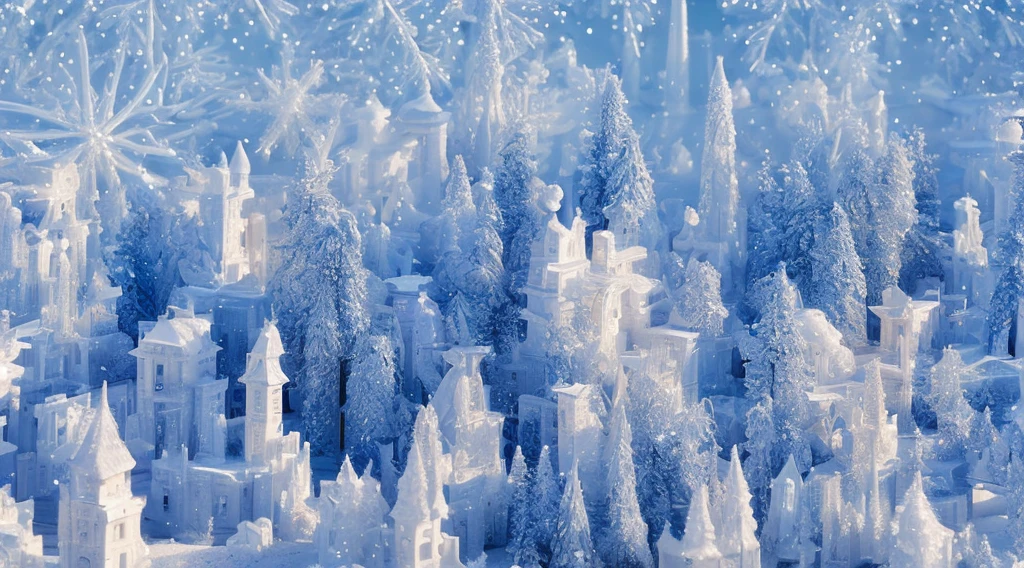 (Best quality,4K,8K,A high resolution,tmasterpiece:1.2),ultra - detailed,wallpaper texture,Winter microscopic wonderland,Sparkling snowflakes,sparkling gemstones,Gleaming white interior miniature world,blues,Soft and delicate snowflakes,Sparkling winter magic,Macro Frozen Paradise,magnificent winter symphony,magical snowfall,The whispering wind carries the sound of winter,Sublime tranquility,Stunning winter panorama.