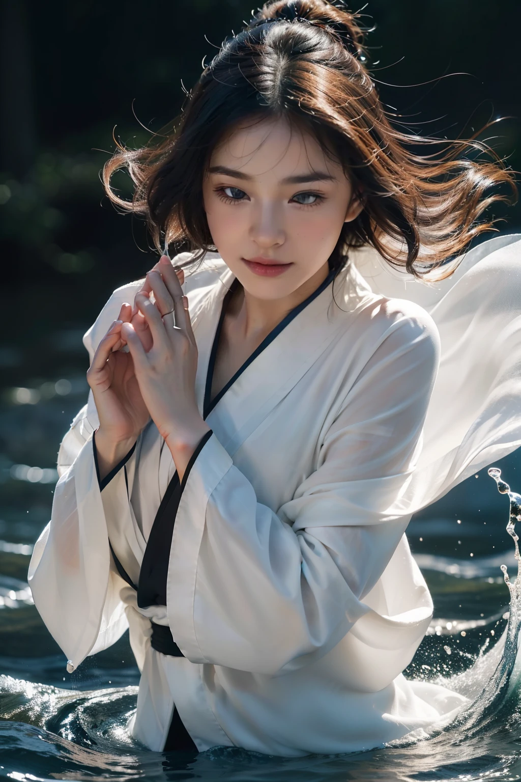 On the coast inspired by Katsushika Hokusai、Wear a kimono that transmits sunlight、With feelings of embarrassment and joy、Beautiful Japan girl dancing、Young Face、solo women、Body and skin reflect light、Detailed picture、Best High Quality Images、masterpiece、(top-quality:1.37),(realisitic,Photorealsitic:1.2),Ray traching,Realistic lighting,(illuminations,Glow),((film grains:1.37)),(Exquisite details and textures:1.2),(8K分辨率:1.2),(ultra -detail:1.2),(Sharp Focus 1.2),(Raw photography:1.0),(ulzzang -6500-v1.1:1.2),(Beautiful Detail Face), Detailed black hair、random hairstyle acial light、(ciinematic light)、Shade、Back lighting、Where fluid dynamics meets musical harmony, A symphony of mathematical elegance and creative expression emerges. Imagine a fluid journey, Particle Dance by Space and Time. farewell、Translate this fluid ballet into the language of music.
Imagine a gentle flow, Its ripples, Similar to the soft chords of a piano. When streams converge, It forms a complex pattern, Reminiscent of a harmonious melody. These patterns, Painted by graceful strokes of nature, Share intimacy with the notes and chords that make up a musical masterpiece.
In the field of mathematics, The Navier-Stokes equation is、Guides the choreography of fluids, As scales guide the composer's hand. The velocity of the fluid will be the tempo of our symphony, That viscosity shapes the tone of each instrument.. Flow interaction is、Reflects the harmonious interplay of musical voices, Moments of crescendo and diminuendo.
A journey from the world of sound to the world of vision, The artistry of Leonardo da Vinci, Fusion of science and imagination. With his strokes, Echoes of fluid motion are found, As if the river in his picture flows with the same grace as the river in our equation. The gentle gradation of his landscape is、Sing like rising and falling sounds.