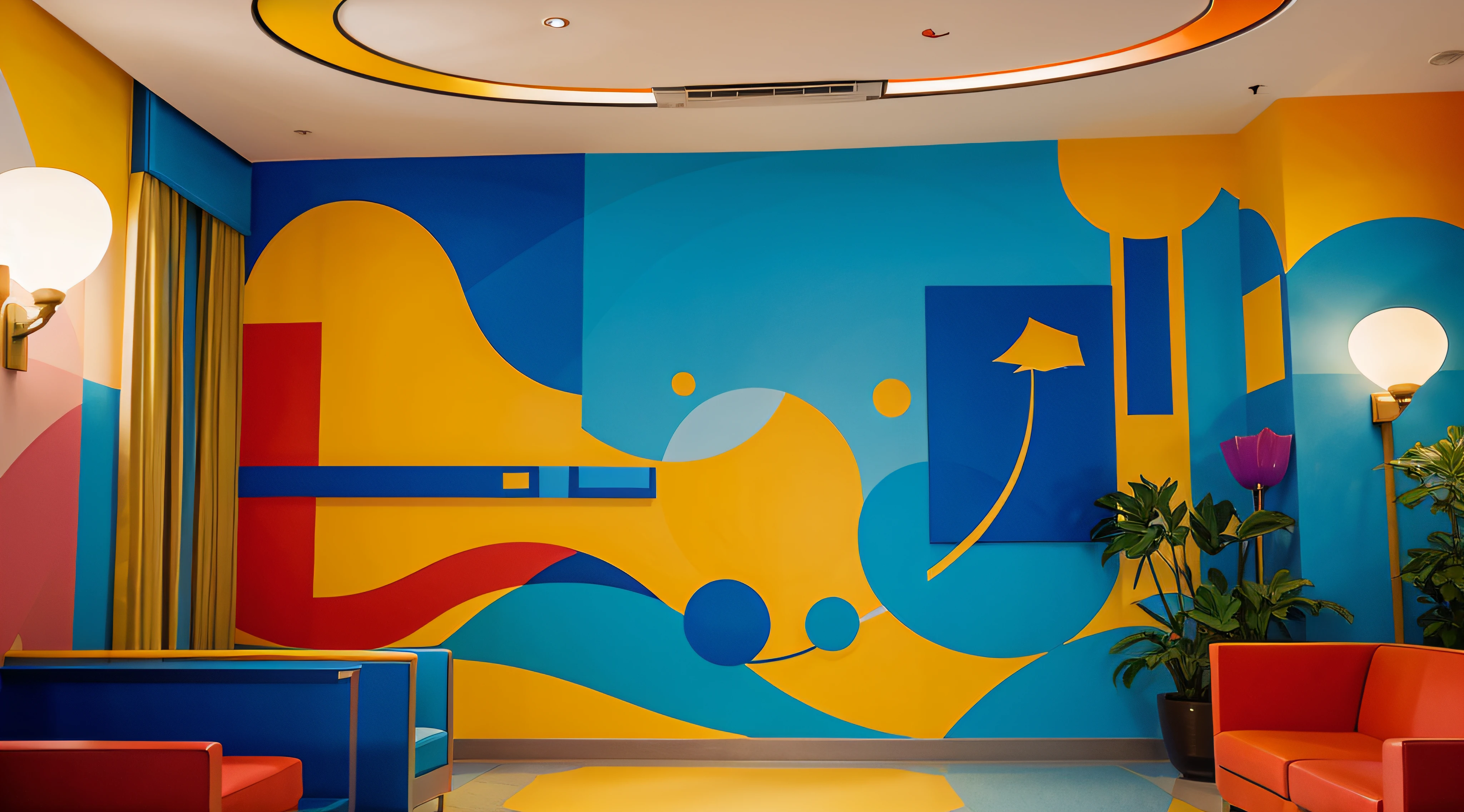 Mary Blair colorfull abtsract art, inspired by The Contemporary Resort Murals, Disney's Contemporary Resort's art,
Tomorrowland-Inspired Lobby at Disney’s Contemporary Resort, Mary Blair Art