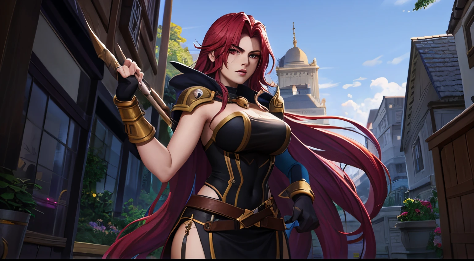 mulher arafada de cabelo azuk segurando uma espada em um campo de zumbis, Catherine, Katarina, de League of Legends, por Yang J, Samira de League of Legends, Arte do personagem de League of Legends, Arte estilo League of Legends, Artgerm extremamente detalhado, Estilo de arte de League of Legends, Personagem de League of Legends, Brigitte, uma mulher berserker muito bonita