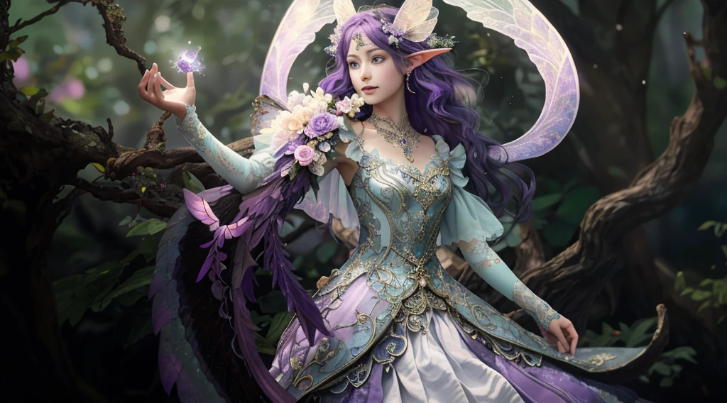 arafed woman in a blue dress with a flower crown, ethereal fantasy, ethereal beauty, ((a beautiful fantasy empress)), a beautiful fantasy empress, fantasy art style, fantasy beautiful, beautiful fantasy art, beautiful fantasy maiden, beautiful goddess, fantasy woman, digital fantasy art ), fantasy photoshoot, beautiful celestial mage, astral fairy, celestial goddess, beautiful sorceress