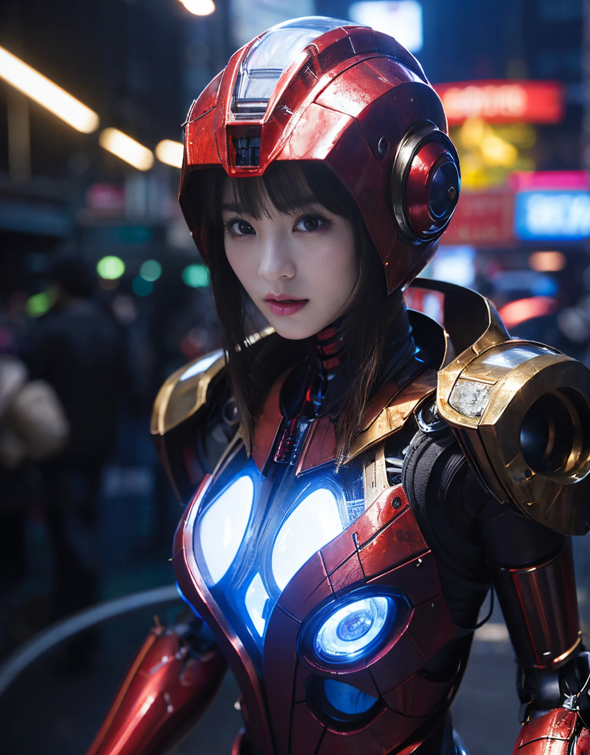 (one mechanical girl and an alien)、(Mystical expression)、top-quality、masterpiece、超A high resolution、(Photorealsitic:1.4)、Raw photo、1人、glowy skin、(((1 Mechanical Girl)))、(Red Metal Bodysuit)、(Fight aliens、futuristic alien background)、(Small LED)、((super realistic details))、vertical giant monster background),globalillumination、Shadow、octan render、8K、ultrasharp、Robot background、Colossal tits、Raw skin exposed in the cleavage、red metal、Details of complex ornaments、Japan details、highly intricate detail、Realistic light、(Mystical expression),CG Society Trenlow Eyes、Eyes shining towards the camera、Mechanical marginal blood vessels connected to neon detail tubes)、(Wires and cables connecting to the head)、Small LED、,Mechanical thighs、Toostock、(Hands are also made of machines)、机器人、future alien、Please wear a mechanical helmet、