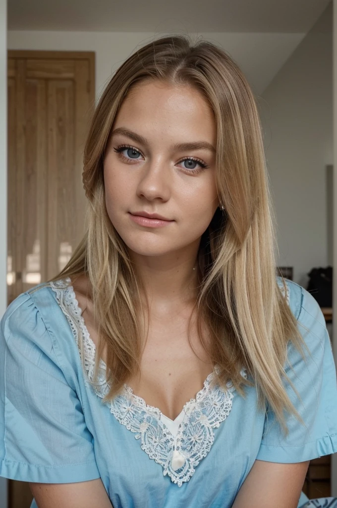 ((best quality)), ((Meisterwerk)), (Detailliert), Perfektes Gesicht, 1.1, Hochdetaillierte Gesichts- und Hautstruktur, Detaillierte Augen, Anna Björn a 21 year old blonde swedish girl, cute vacation pictures, cute modern student clothing, cute makeup, aesthetic instagram pictures