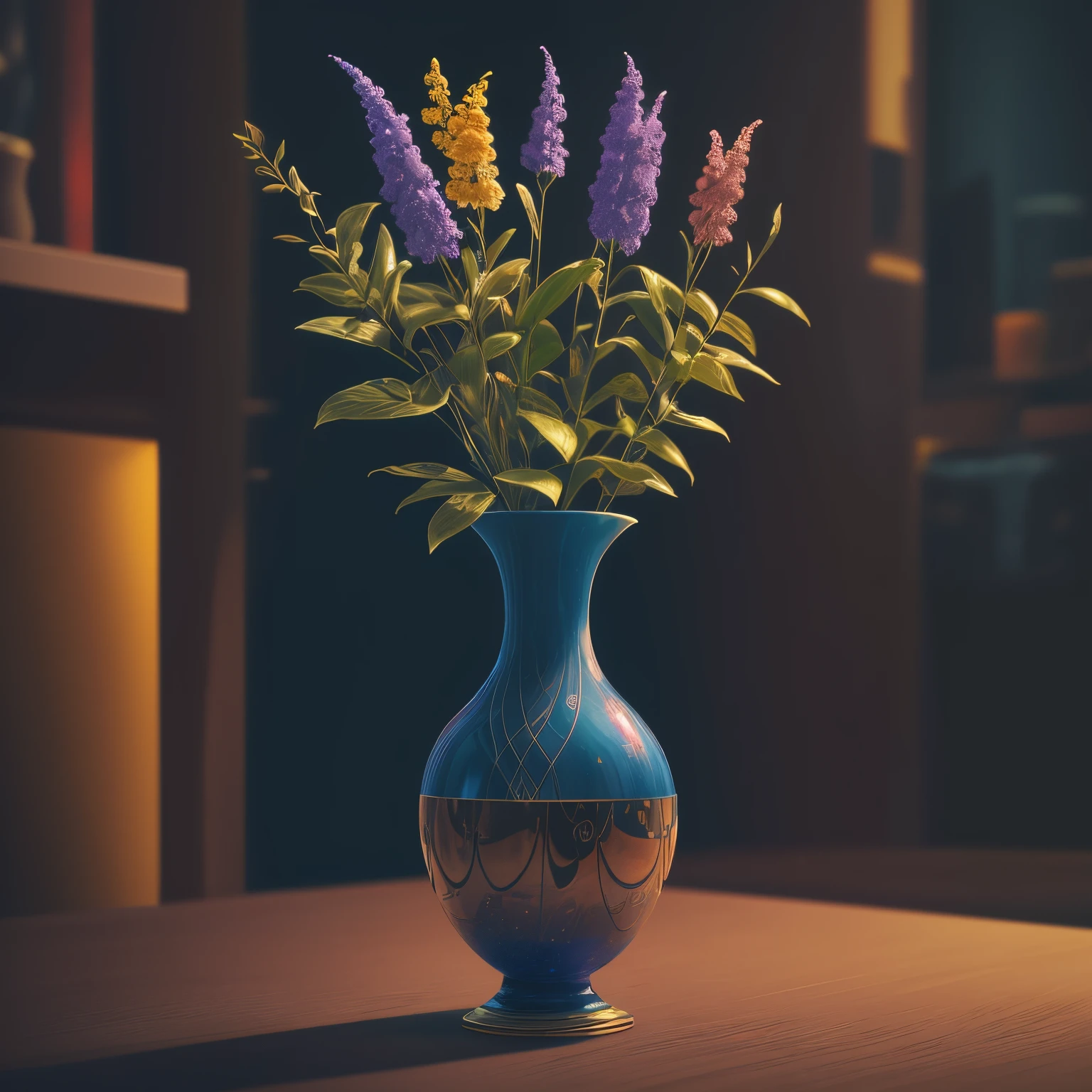 digital art of a vase, psychedelic, cinematic, detailed, cyberpunk, cinematic, 8k, by Alexej von Jawlensky --auto --s2