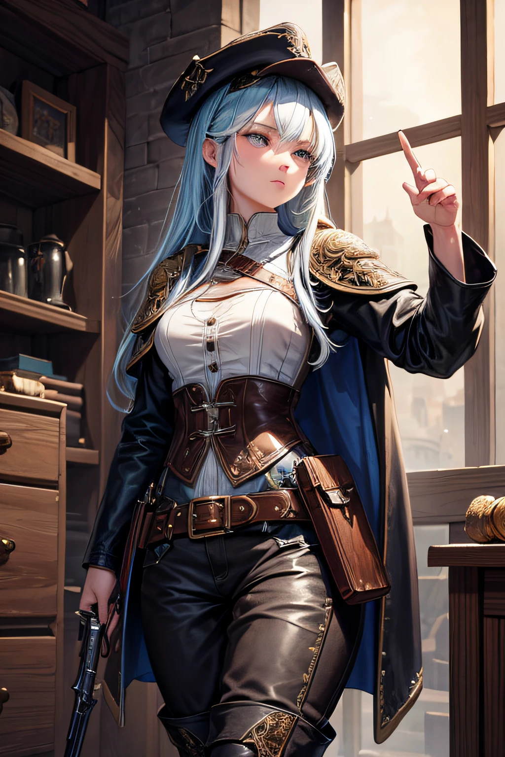  girl, medieval gunslinger, long pants, boots, hat, coat, ,wielding a wild west style remington riffle, small breasts,, highly detailed, vibrant appearance, creative behavior, extremly detailed, imaginative, sensual, spontaneous, highest quality, skin texture, intricate details, (cinematic lighting), RAW photo, 8k, masterpiece,best quality,ultra-detailed,very detailed illustrations,extremely detailed,intricate details,highres,super complex details,extremely detailed 8k cg wallpaper,