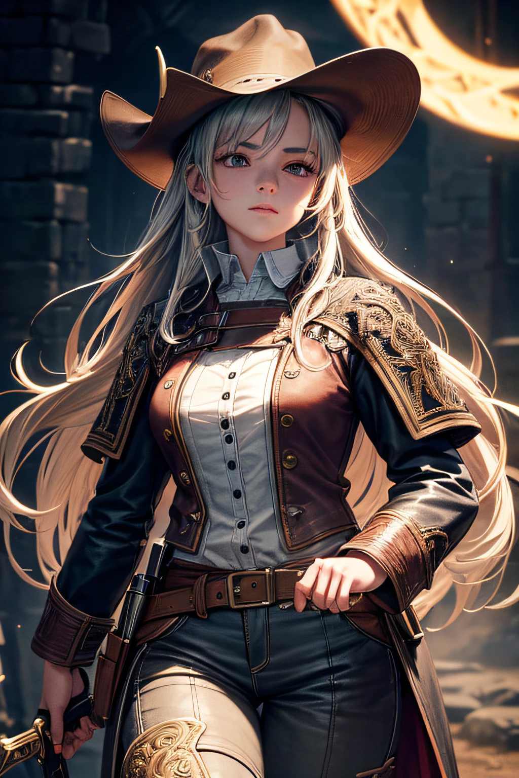 girl, medieval gunslinger, long pants, boots, hat, coat, ,wielding a wild west style remington riffle, small breasts,, highly detailed, vibrant appearance, creative behavior, extremly detailed, imaginative, sensual, spontaneous, highest quality, skin texture, intricate details, (cinematic lighting), RAW photo, 8k, masterpiece,best quality,ultra-detailed,very detailed illustrations,extremely detailed,intricate details,highres,super complex details,extremely detailed 8k cg wallpaper,