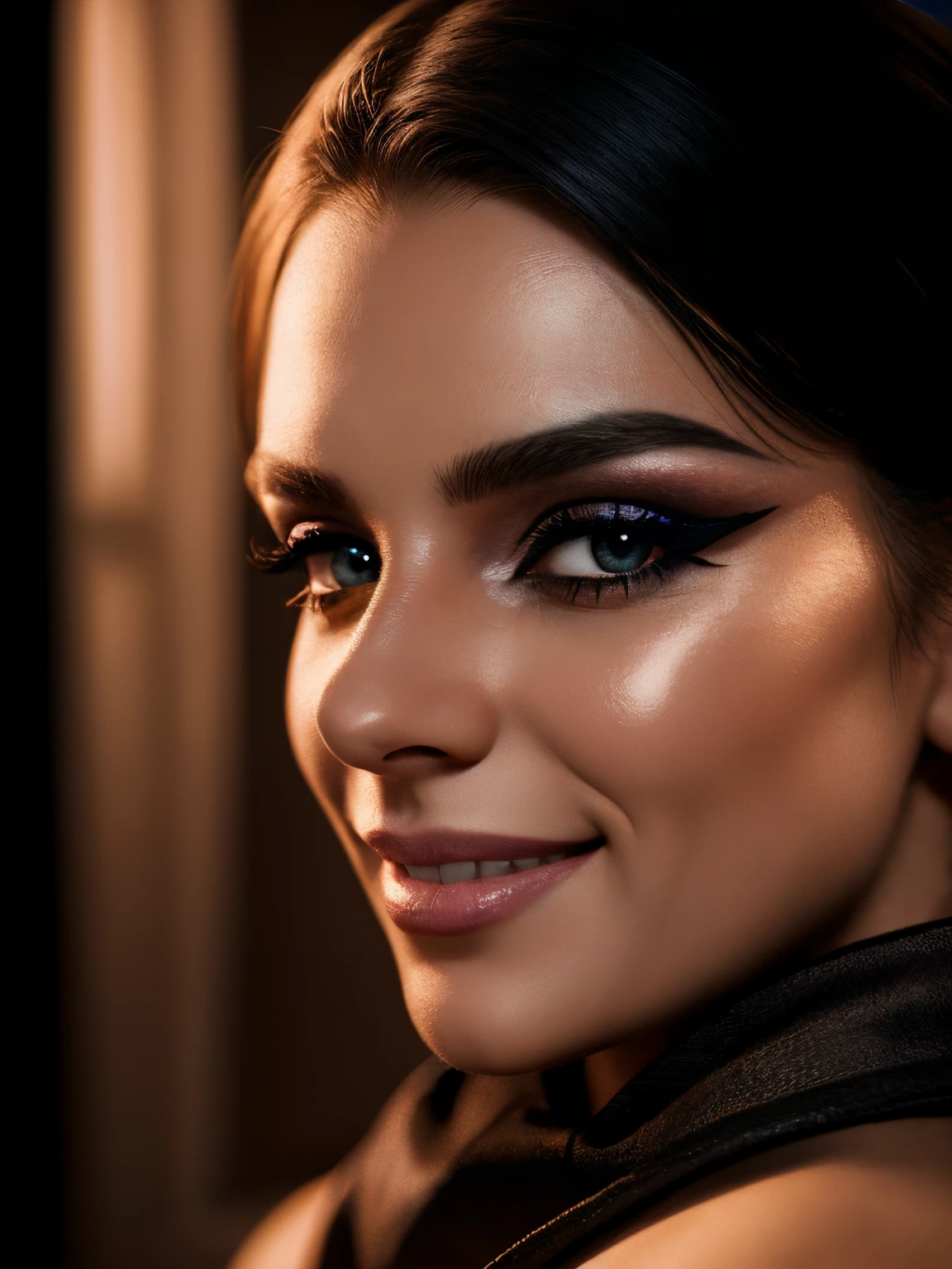 (extremely detailed CG unity 8k wallpaper),(masterpiece), (best quality), (ultra-detailed), (best illustration),(best shadow), (sharp eyeliner, eyeshadow, detailed eyes:1.1), evil smile
