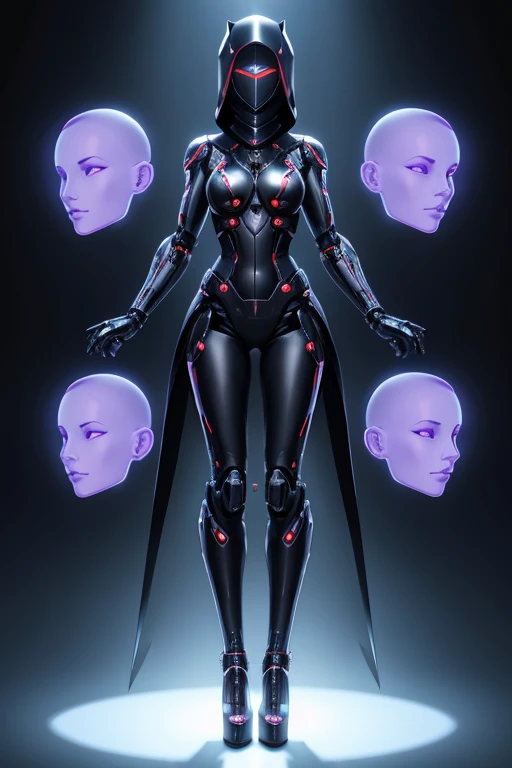 Woman remade into an evil computer robot Head Computer The face is covered with a cover the whole body is mechanized Feet shaped like high heels Various places are shining Standing full body Esbian, nffsw, retinas, masutepiece, ccurate, Anatomically correct, Super Detail, high details, Best Quality, hight resolution