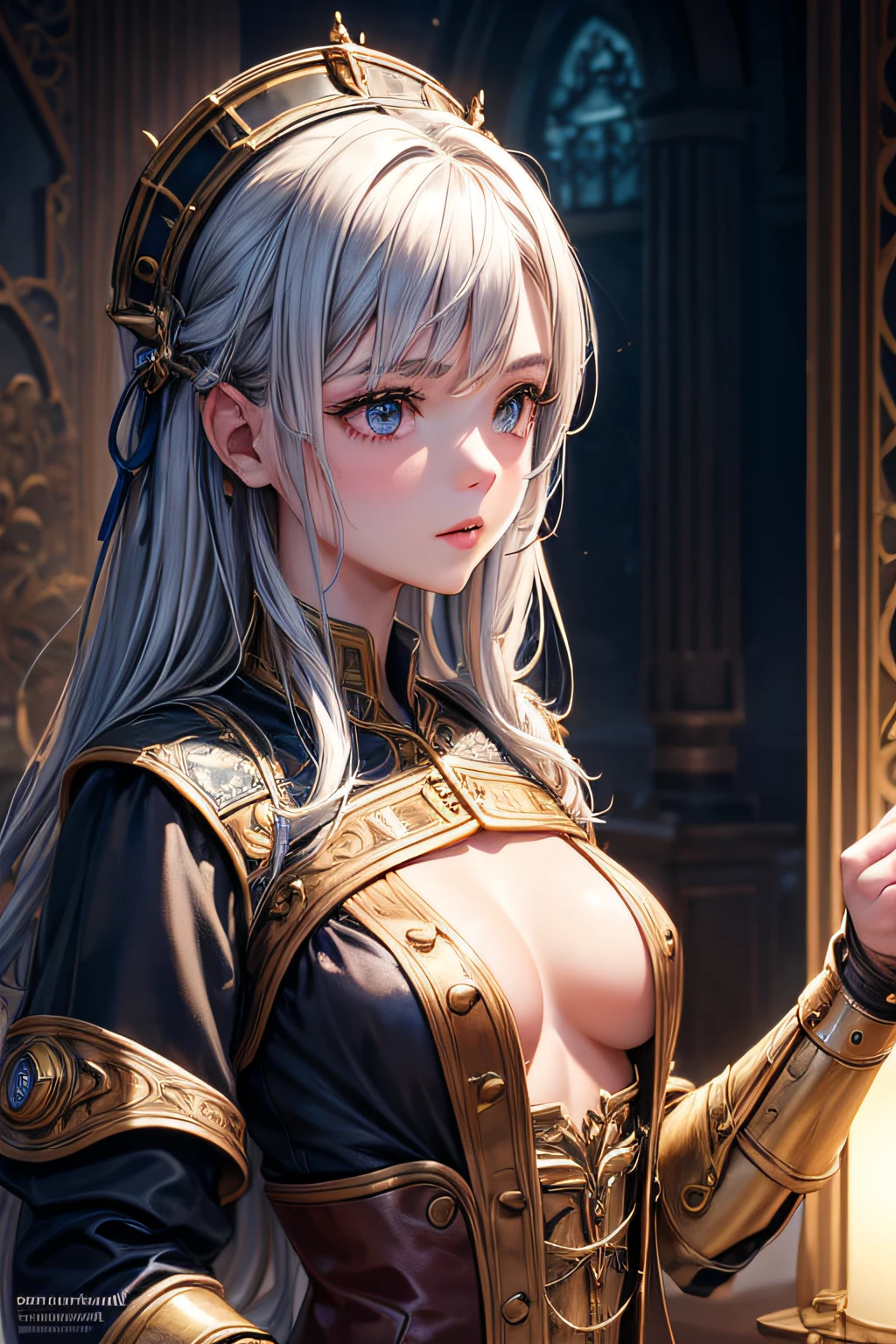 young girl, medieval inventor, clothes from steampunk era, using a lot of tools and gadgets, small breasts,, highly detailed, vibrant appearance, creative behavior, extremly detailed, imaginative, sensual, spontaneous, highest quality, skin texture, intricate details, (cinematic lighting), RAW photo, 8k, masterpiece,best quality,ultra-detailed,very detailed illustrations,extremely detailed,intricate details,highres,super complex details,extremely detailed 8k cg wallpaper,