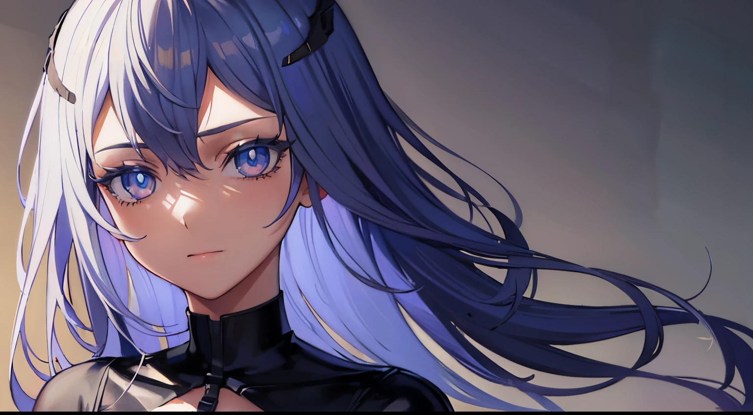 ((4k, masterpiece, top-quality)),8k, best quality, high resolution, HD, (illustration:0.8), (beautiful detailed eyes:1.6), extremely detailed face, perfect lighting, (perfect hands, perfect anatomy), super complex details, intricate details,lacia(beatless), laica_uniform, black_monolith, light lavender hair, ligh lavender eyes, dress, blue dress, black heels