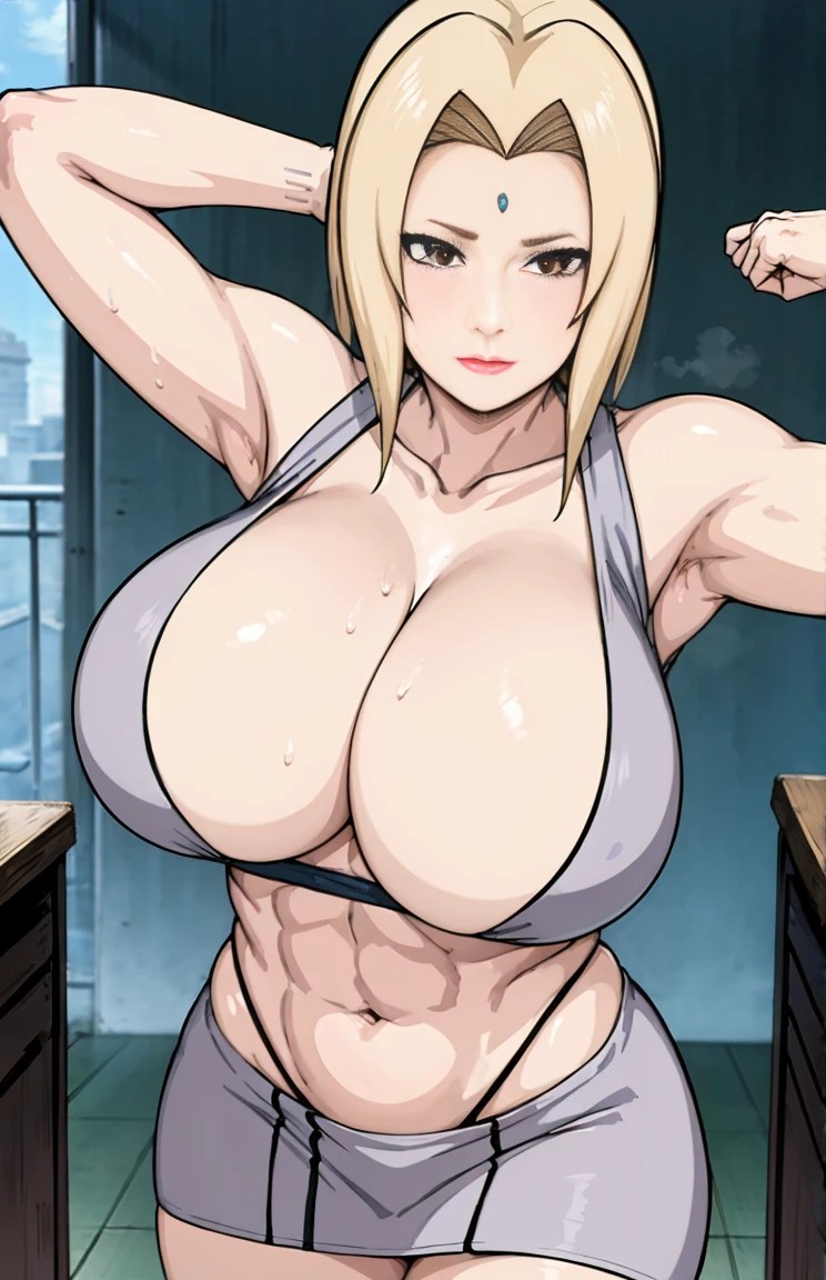 Big titlack tight skirt, full bodyesbian, cleavage, Good anatomy, Masterpiece, Best quality, 4K, 8K, Professional photography, Soft light, Sharp focus, 1 girl, Blonde hair, in class room, Blonde hair, Spin-off of banks, Detailed face+Brown eyes, Open lips, lipstick, perspire,Sweat a lot,Blushlush,Be red in the face,I had a lot of sweat on my face,Blushlush),(stooped,Buttresigboobs,Enchanting pose,A sexy pose),deep navel show:1.3,front view,(sports bra):1.3,toned abs,long oval shaped navel that seems deep and big:1.3,front view:1.3,lipbite