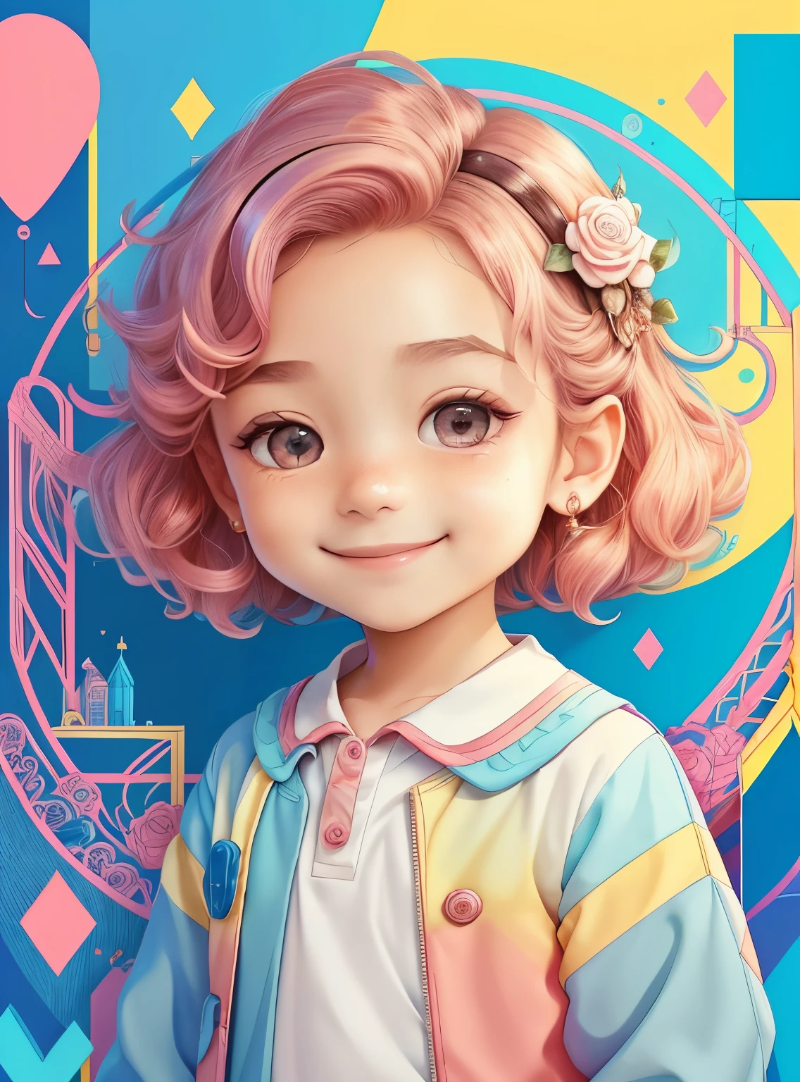 ((cute boy smiling with a beautiful train)) - Criador: Walt Disney2023) ), ,, ( Walt Disney acolchoamento ,multidimensional geometric wall PORTRAIT, arte, Chibi,
Yang08k, lindo, Colouring,Rose
Primary works, qualidade superior, melhor qualidade, Arte Oficial, Beautiful and Aesthetic,)) ), ,,  Walt Disney acolchoamento ,multidimensional geometric wall PORTRAIT, arte, Chibi,
Yang08k, lindo, (Colouring, rosa), amarelo ,azul ,vermelho e branco)
Primary works, qualidade superior, melhor qualidade, Arte Oficial, Beautiful and Aesthetic,