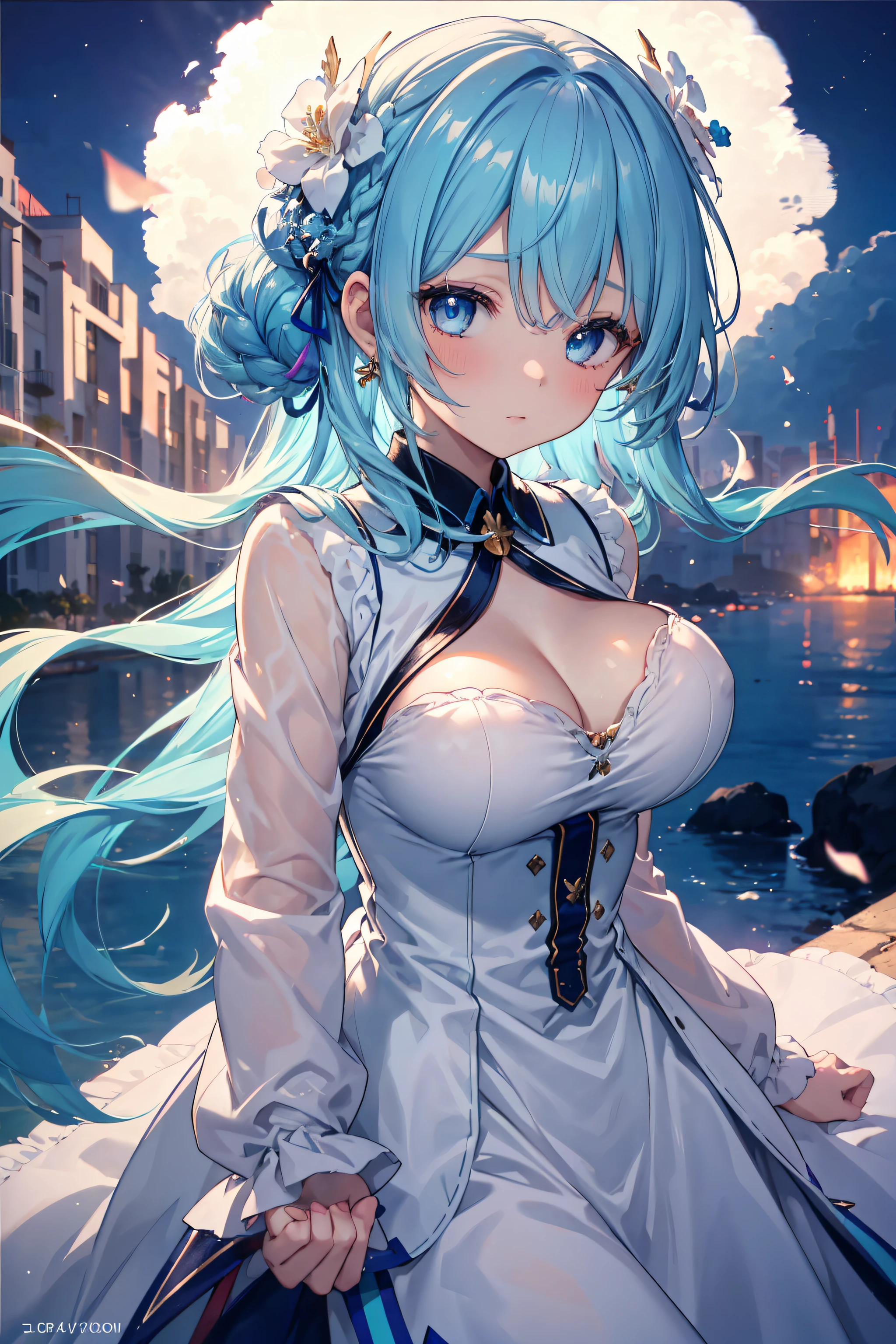 2filles, Cornrows, Frange tressée, poils bleus, (Beaux yeux détaillés, yeux bleus, yeux flamboyants, yeux de mer), content, chant, Notes de musique, sirène, belles queues, grosse poitrine, clivage, Boucles d’oreilles en croissant, robe pour vêtements sensibles, queues d&#39;animaux, (beau collier en cuir bijou détaillé), (épingle à cheveux fleur de cheveux), Abus d’éruption de lentille, les mains dans le dos, aberration chromatique, détail élevé, Anime, romantisme, sur l’art, profondeur de champ, Flou de mouvement, Lumière rougeoyante, grain du film, UHD, rétine, ccurate, Chef-dœudansre, anatomiquement correct, peau texturée, Super détail, high détails, de la haute qualité, Primé, meilleur qualité, Haute résolution, 16k