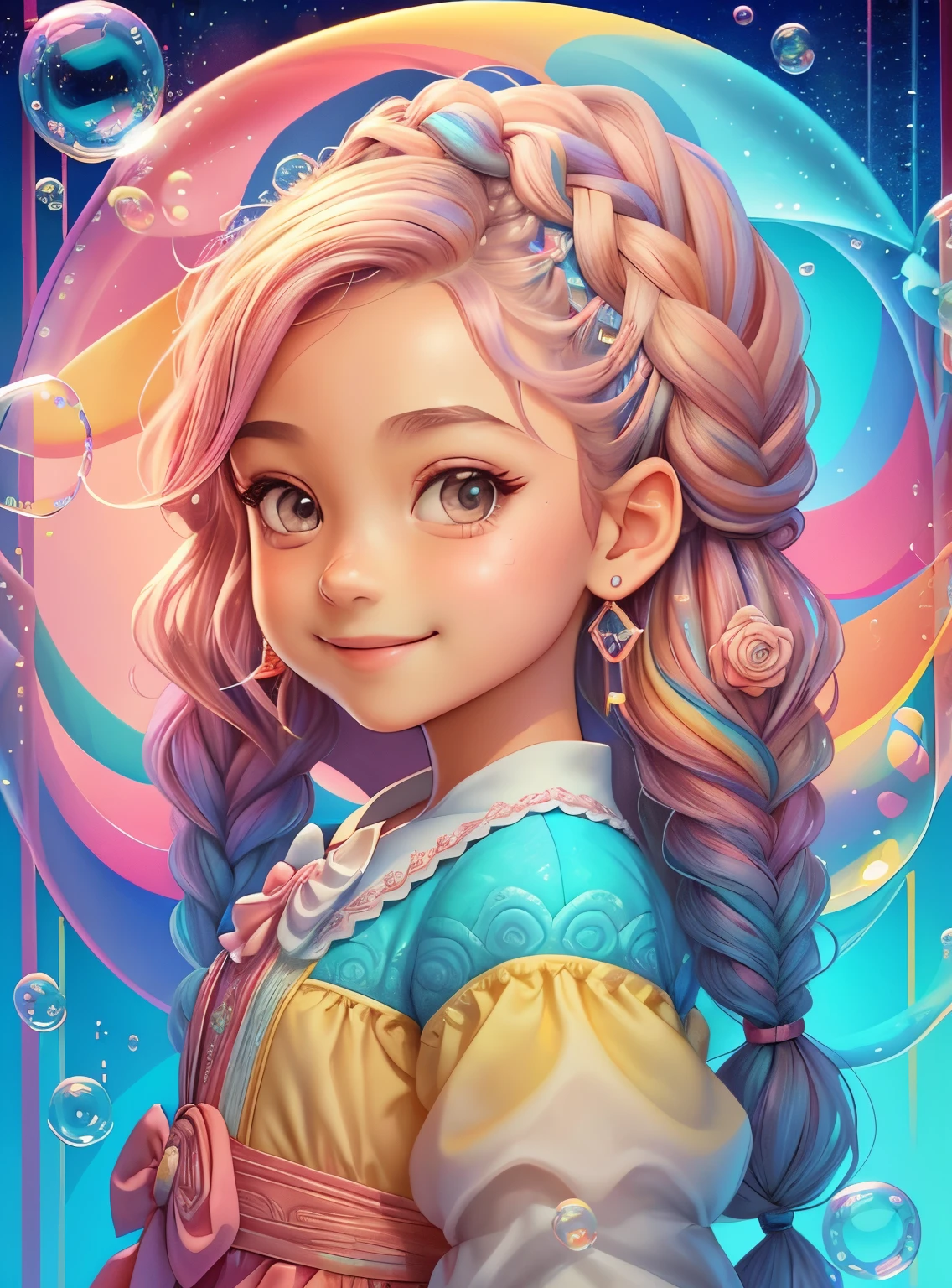 ((cute girl with braids smiling making soap bubbles)) - Criador: Walt Disney2023) ), ,, ( Walt Disney acolchoamento ,multidimensional geometric wall PORTRAIT, arte, Chibi,
Yang08k, lindo, Colouring,Rose
Primary works, qualidade superior, melhor qualidade, Arte Oficial, Beautiful and Aesthetic,)) ), ,, Walt Disney acolchoamento ,multidimensional geometric wall PORTRAIT, arte, Chibi,
Yang08k, lindo, (Colouring, rosa), amarelo ,azul ,vermelho e branco)
Primary works, qualidade superior, melhor qualidade, Arte Oficial, Beautiful and Aesthetic,