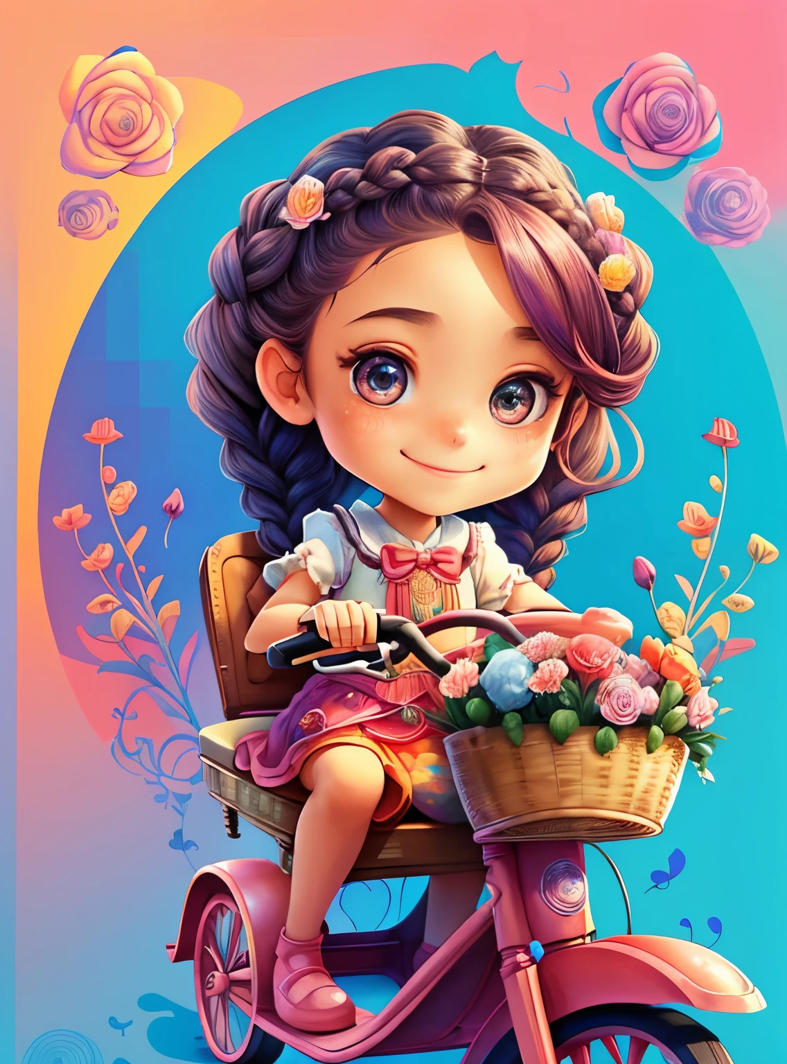 ((cute girl with braids smiling in a tricycle with a basket of flowers)) - Criador: Walt Disney2023) ), ,, ( Walt Disney acolchoamento ,multidimensional geometric wall PORTRAIT, arte, Chibi,
Yang08k, lindo, Colouring,Rose
Primary works, qualidade superior, melhor qualidade, Arte Oficial, Beautiful and Aesthetic,)) ), ,, Walt Disney acolchoamento ,multidimensional geometric wall PORTRAIT, arte, Chibi,
Yang08k, lindo, (Colouring, rosa), amarelo ,azul ,vermelho e branco)
Primary works, qualidade superior, melhor qualidade, Arte Oficial, Beautiful and Aesthetic,