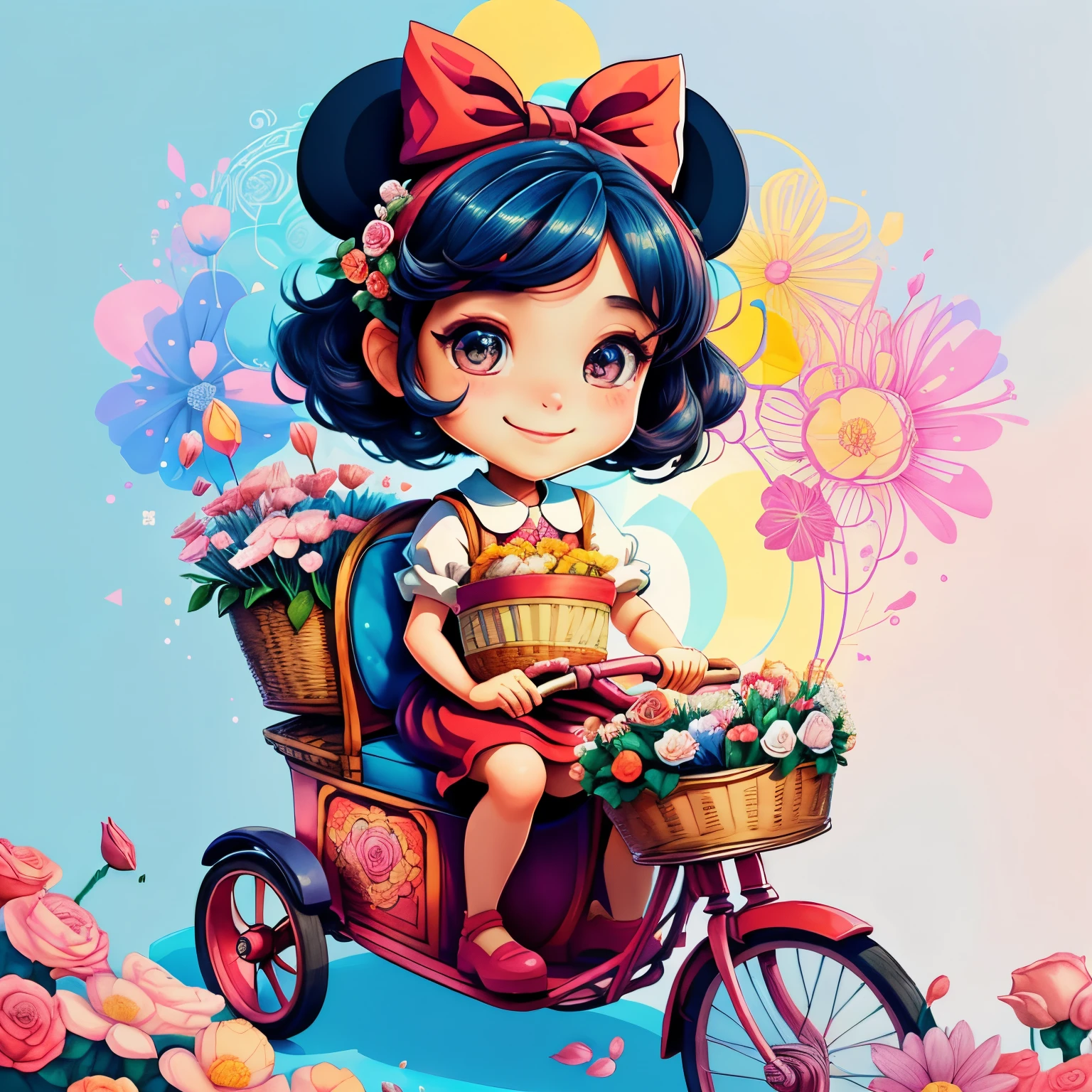 ((cute girl smiling in a tricycle with a basket of flowers)) - Criador: Walt Disney2023) ), ,, ( Walt Disney acolchoamento ,multidimensional geometric wall PORTRAIT, arte, Chibi,
Yang08k, lindo, Colouring,Rose
Primary works, qualidade superior, melhor qualidade, Arte Oficial, Beautiful and Aesthetic,)) ), ,, Walt Disney acolchoamento ,multidimensional geometric wall PORTRAIT, arte, Chibi,
Yang08k, lindo, (Colouring, rosa), amarelo ,azul ,vermelho e branco)
Primary works, qualidade superior, melhor qualidade, Arte Oficial, Beautiful and Aesthetic,