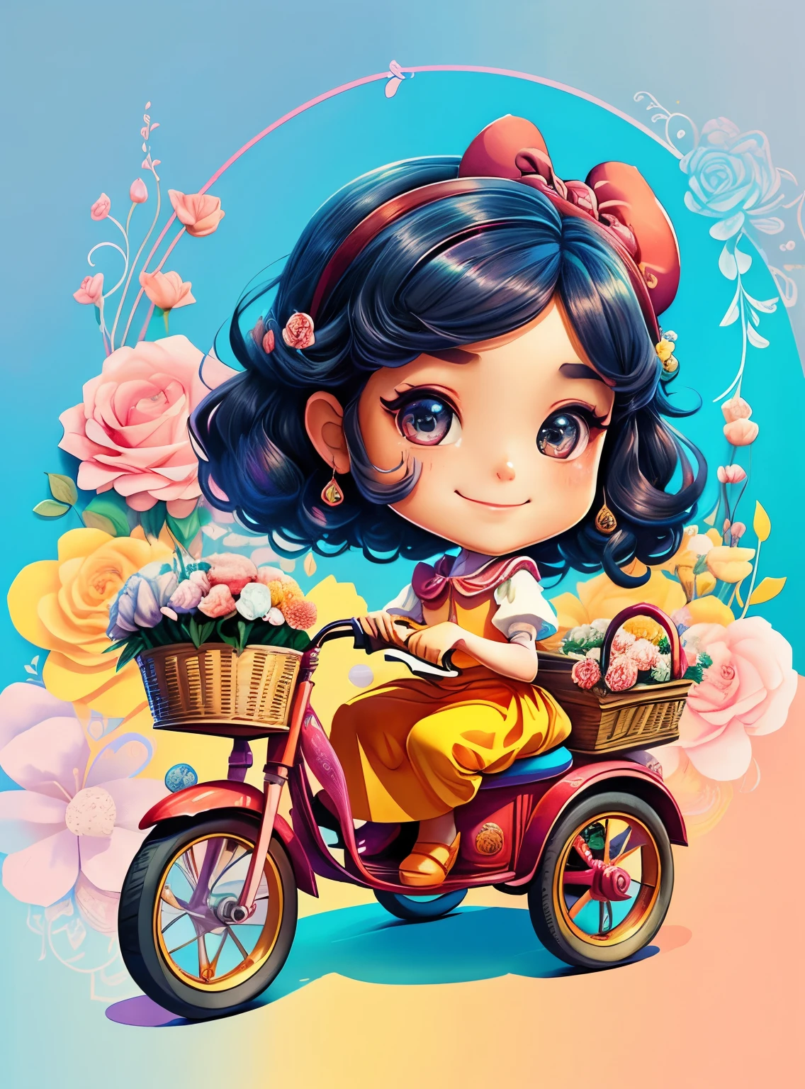 ((cute girl smiling in a tricycle with a basket of flowers)) - Criador: Walt Disney2023) ), ,, ( Walt Disney acolchoamento ,multidimensional geometric wall PORTRAIT, arte, Chibi,
Yang08k, lindo, Colouring,Rose
Primary works, qualidade superior, melhor qualidade, Arte Oficial, Beautiful and Aesthetic,)) ), ,, Walt Disney acolchoamento ,multidimensional geometric wall PORTRAIT, arte, Chibi,
Yang08k, lindo, (Colouring, rosa), amarelo ,azul ,vermelho e branco)
Primary works, qualidade superior, melhor qualidade, Arte Oficial, Beautiful and Aesthetic,