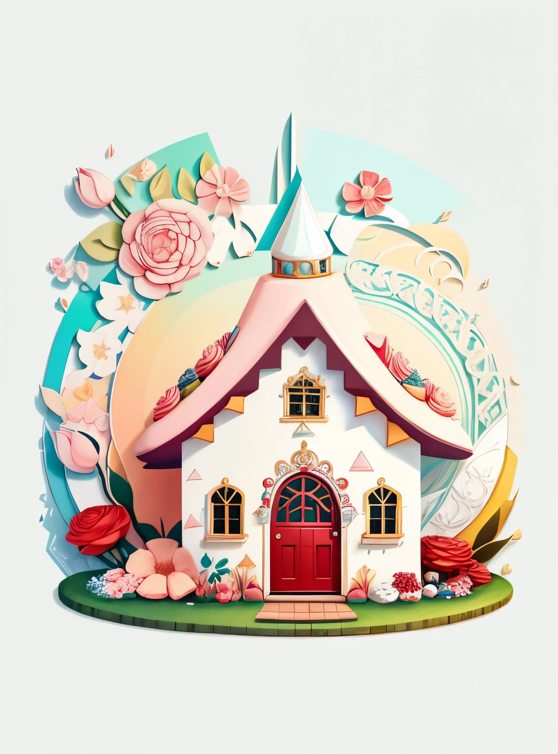 (cute cupcake house with flowers) stylized identical to 1940 |)), acolchoamento ,multidimensional geometric wall PORTRAIT, arte, Chibi,
Yang016K, lindo,(( cor vermelha predominante, rosa e branco))
Primary works, qualidade superior, melhor qualidade, Arte Oficial, Lindo e Estetaduardo Kobra acolchoamento ,multidimensional geometric wall PORTRAIT, arte, Chibo,detalhes