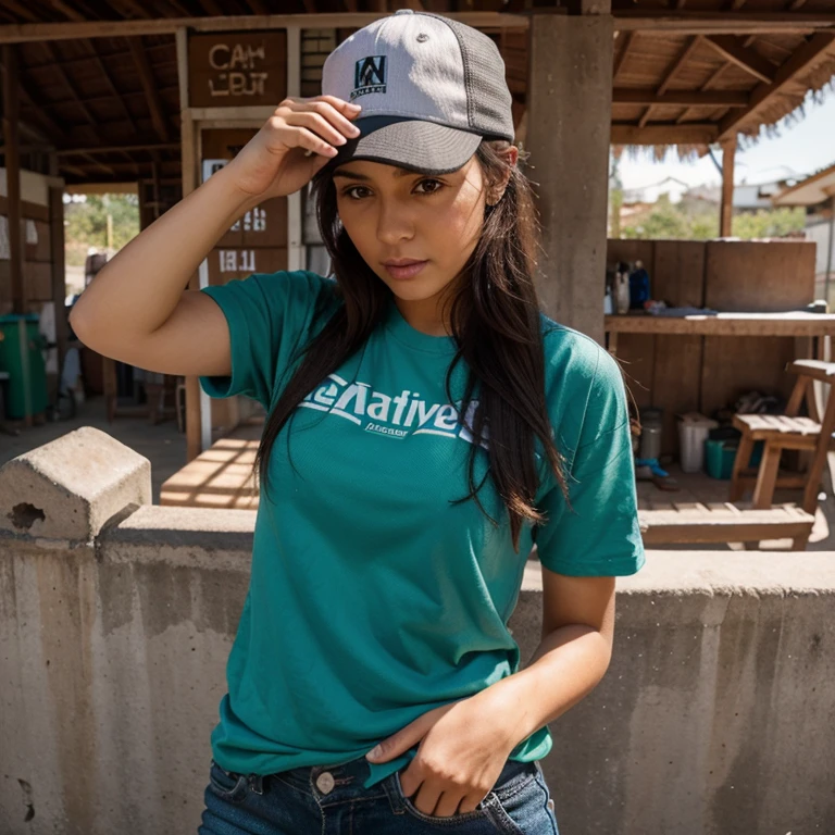 Mujer con gorra trabajando de mesera