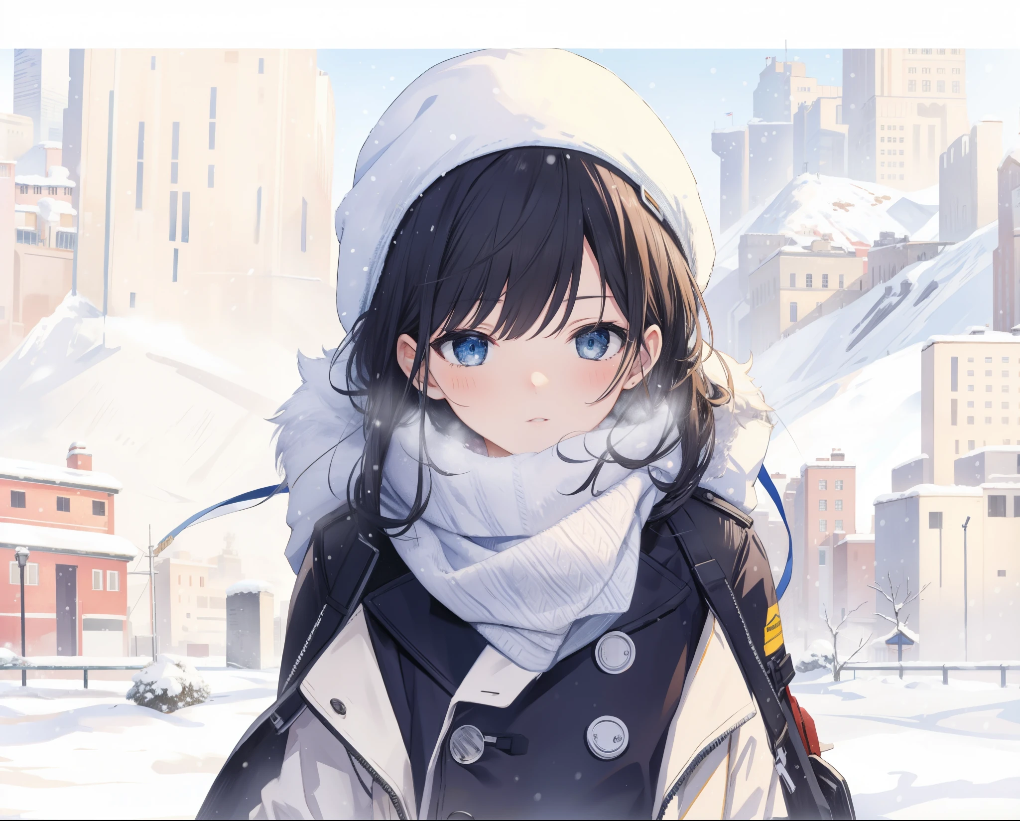 snowy city background