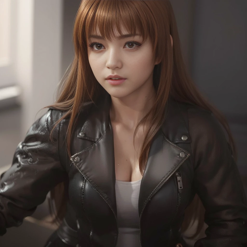 "KASUMI" (best quality,ultra-detalhado,Realistic:1.37), retrato, Detailed eyes and facial features, angry expression, olhos castanhos, textura de pele delicada e suave, Corpo Perfeito, textura ultra realista,