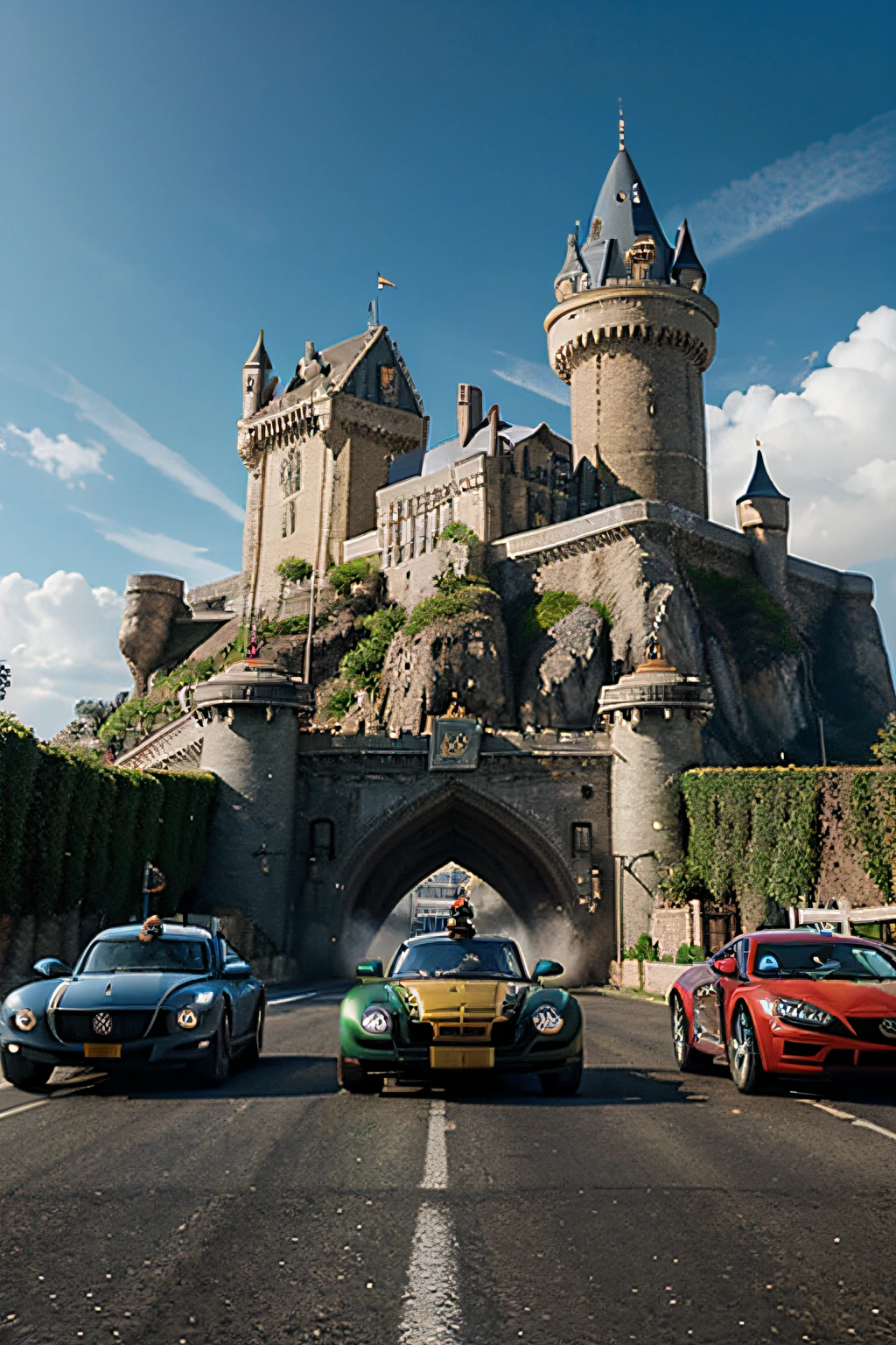 Elabore uma imagem em pixel art com qualidade ultra 8K, portraying a captivating racing game scenario. Personagens integrais de Mario Kart, each with their iconic vehicles, competing on dynamic and challenging tracks. Add a magical touch by including characters from the Harry Potter universe, destacando o Castelo de Hogwarts como pano de fundo. Make sure you capture the essence of the characters and environment in pixel art, garantindo detalhes impressionantes. Ultra 8K quality will allow for an immersive visual experience, highlighting every pixel in this exciting crossover between Mario Kart and Harry Potter in a unique pixelated aesthetic