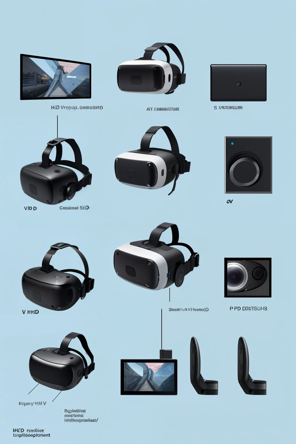 VR devices,Product diagram,multiple angle.k hd