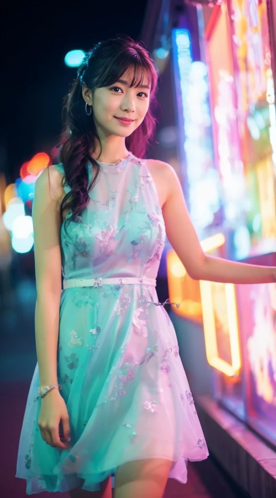 (On a table, Best quality, realistically, ultra - detailed, meticuloso, A high resolution, 8k wallpaper), Close-up portrait of a beautiful woman, Chariada, Smiling, light brown messy hair, Perfect dynamic composition, 美丽meticuloso的眼睛, Just like the cover of a fashion magazine, On campus