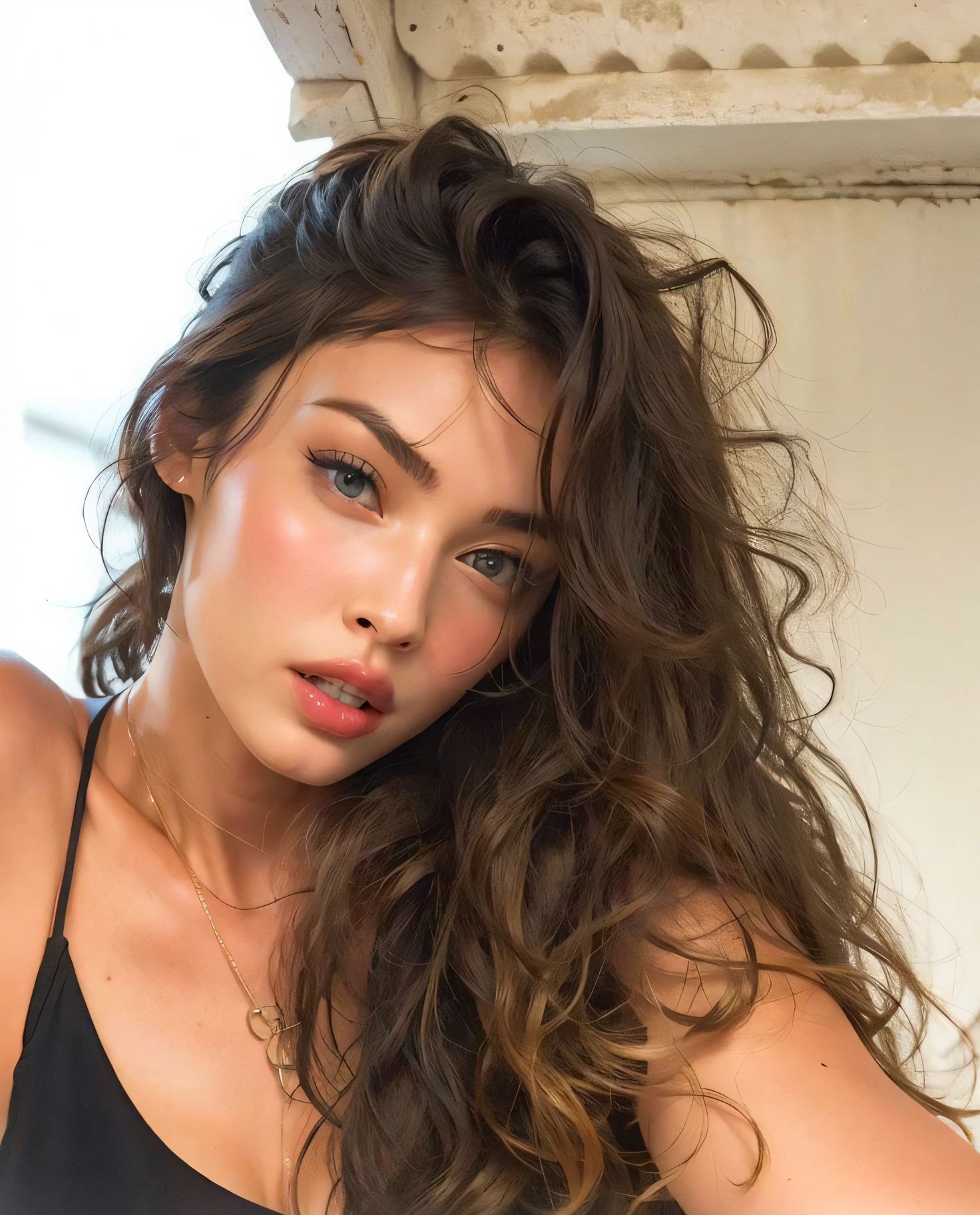 piercing eyes, looking straight, a 20 year old cute GigiHadid, naked anal