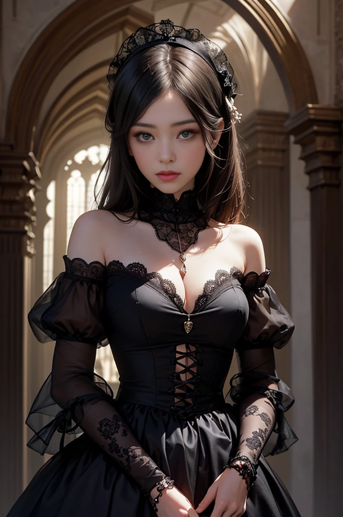 official art, Unity 8k壁纸, Super detailed, attractive, attractive, master-piece, beste-Qualit,
darkness, atmospheric, mystical, romantic, creepy, literature, artistry, fashion, Victorian, decorate, complication, lace, deliberation, Emotional depth, supernatural,
1girls, single, collar, chest element