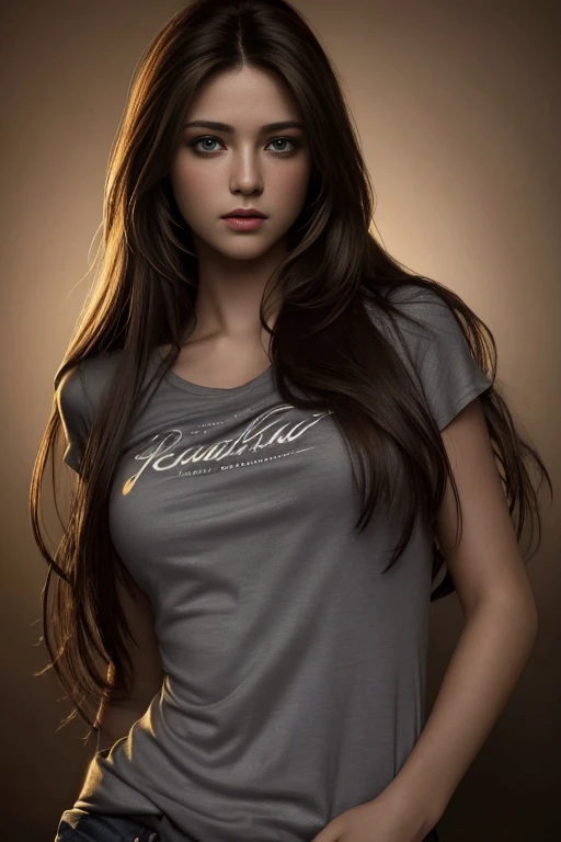 Best quality, masterpiece, ultra high res, (photorealistic:1.37), raw photo, 1girl, long hair, beautifull eyes, beautifull face, detailed eyes and face, t-shirt, dynamic lighting, in the dark, deep shadow, low key, cowboy shot, nude