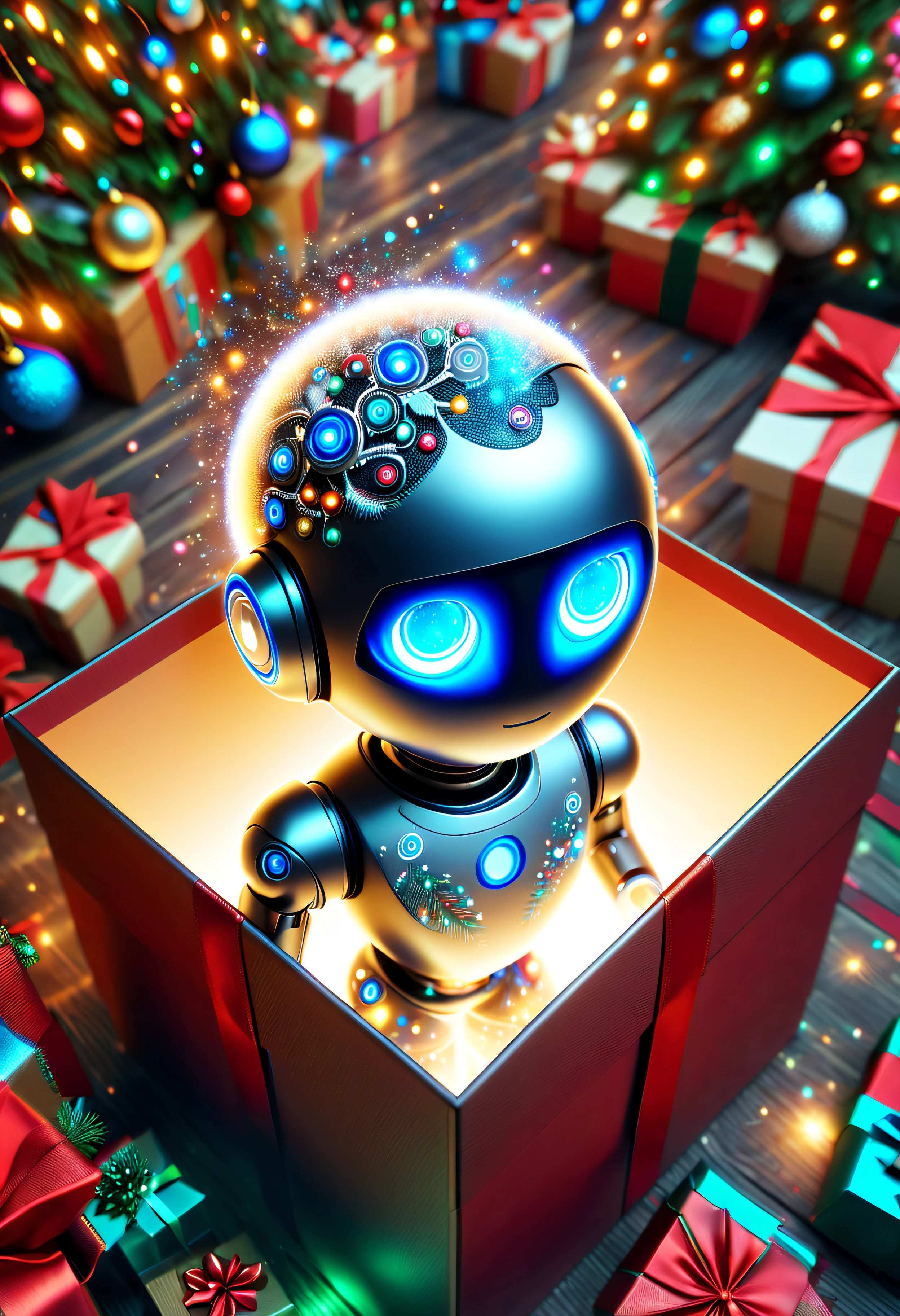 Apoloniasxmasbox style, android, solo, blue eyes, robot