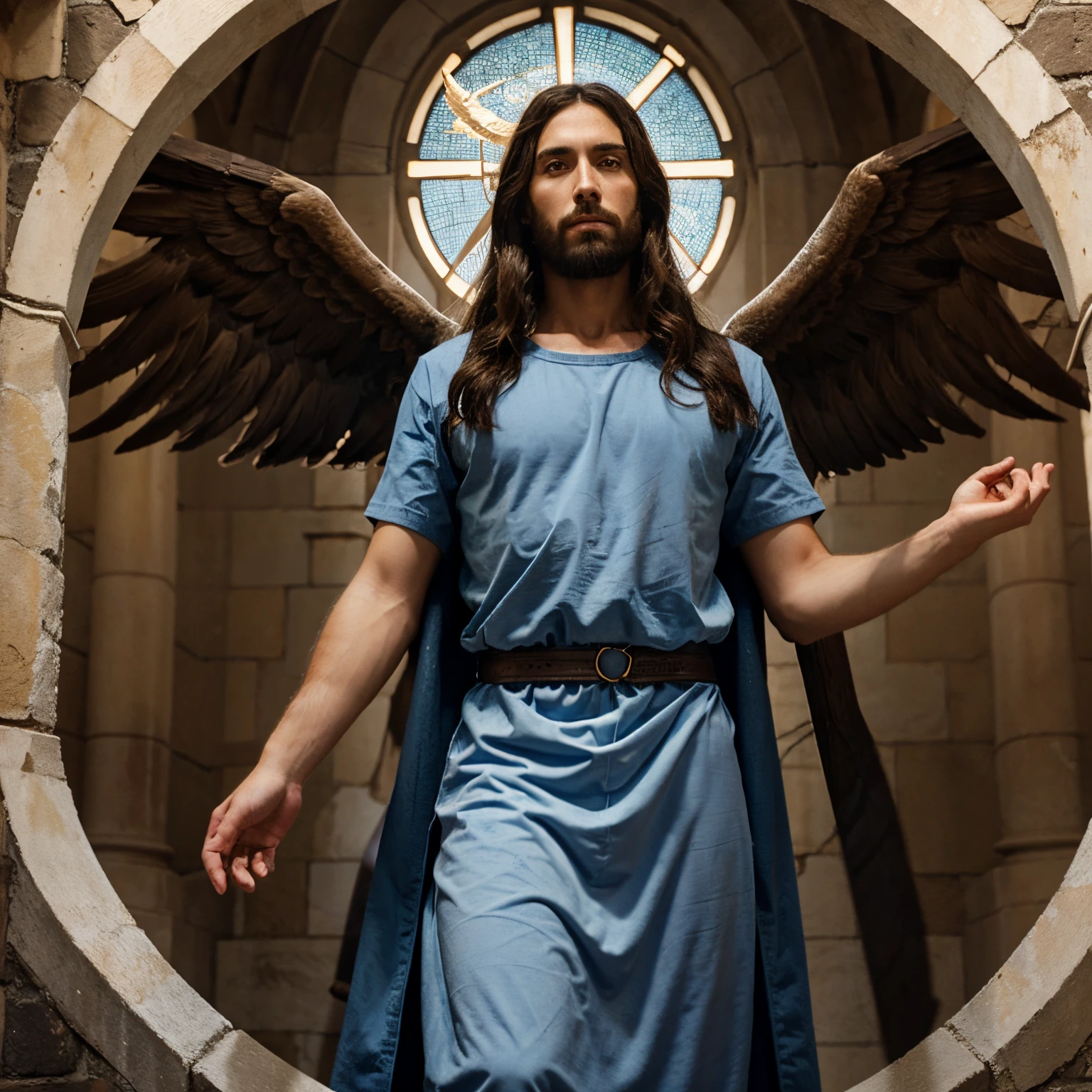 Jesus with St Micheal with Beautiful Heaven