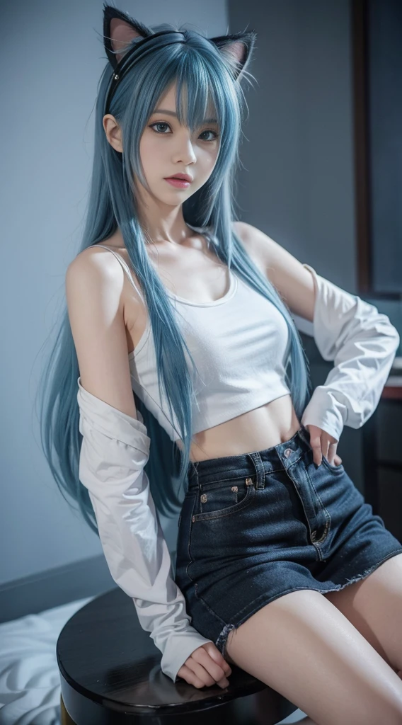Best lenses,Alta Qualification Image,Blue hair cat ears anime girl, 2 d anime style, ayanami, Two-dimensional anime, Anime cute art style, by Shitao, I would deny this, Anime style 4k, r