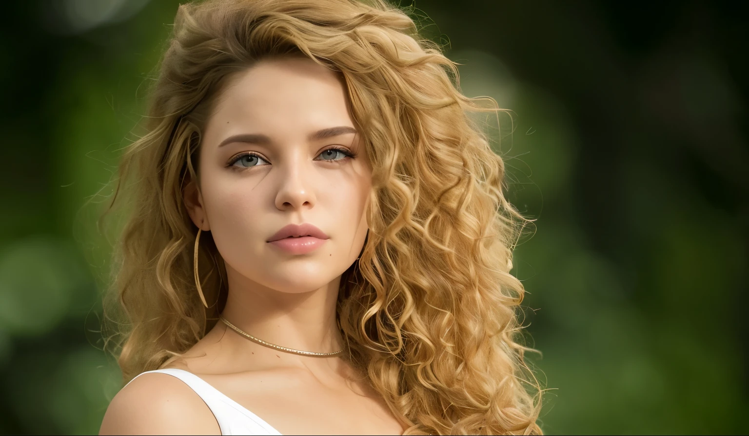 there is a woman with long curly hair and a white top, cabelos loiros cacheados | d & d, cabelos loiros cacheados, loiro encaracolado, cabelos loiros cacheados, Retrato Sophie Mudd, cabelos loiros cacheados, cabelos loiros cacheados, cabelos cacheados, inspirado em Sophia Beale, pale skin curly blond hair, Yelena Belova, seu rosto emoldurado com cachos, promo ainda