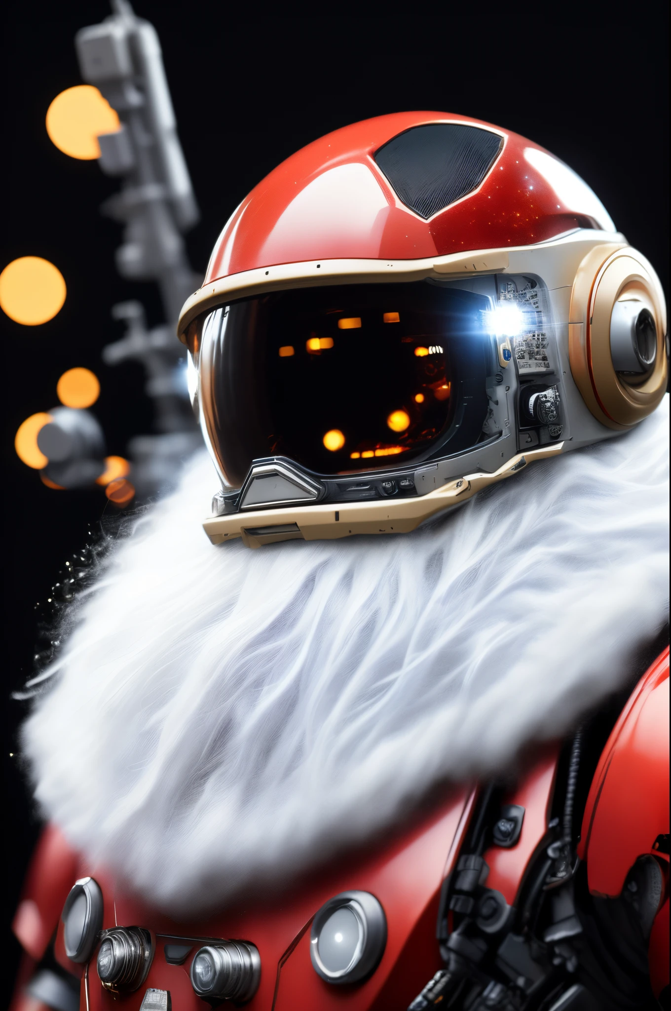 1boy,beard,black_background,facial_hair,ground_vehicle,old,old_man,realistic,science_fiction,solo,blurry,blurry_background,depth_of_field,vehicle_focus,lights,mecha,bald,mustache,red_eyesarmor,glowing,goggles,helmet,cannon,portrait,robot,space,spacesuit,machinery,looking_at_viewer,star_(sky),red_headwear,retro_artstyle,
(8k, RAW photo, best quality, masterpiece:1.2),(photorealistic, realistic:1.4),