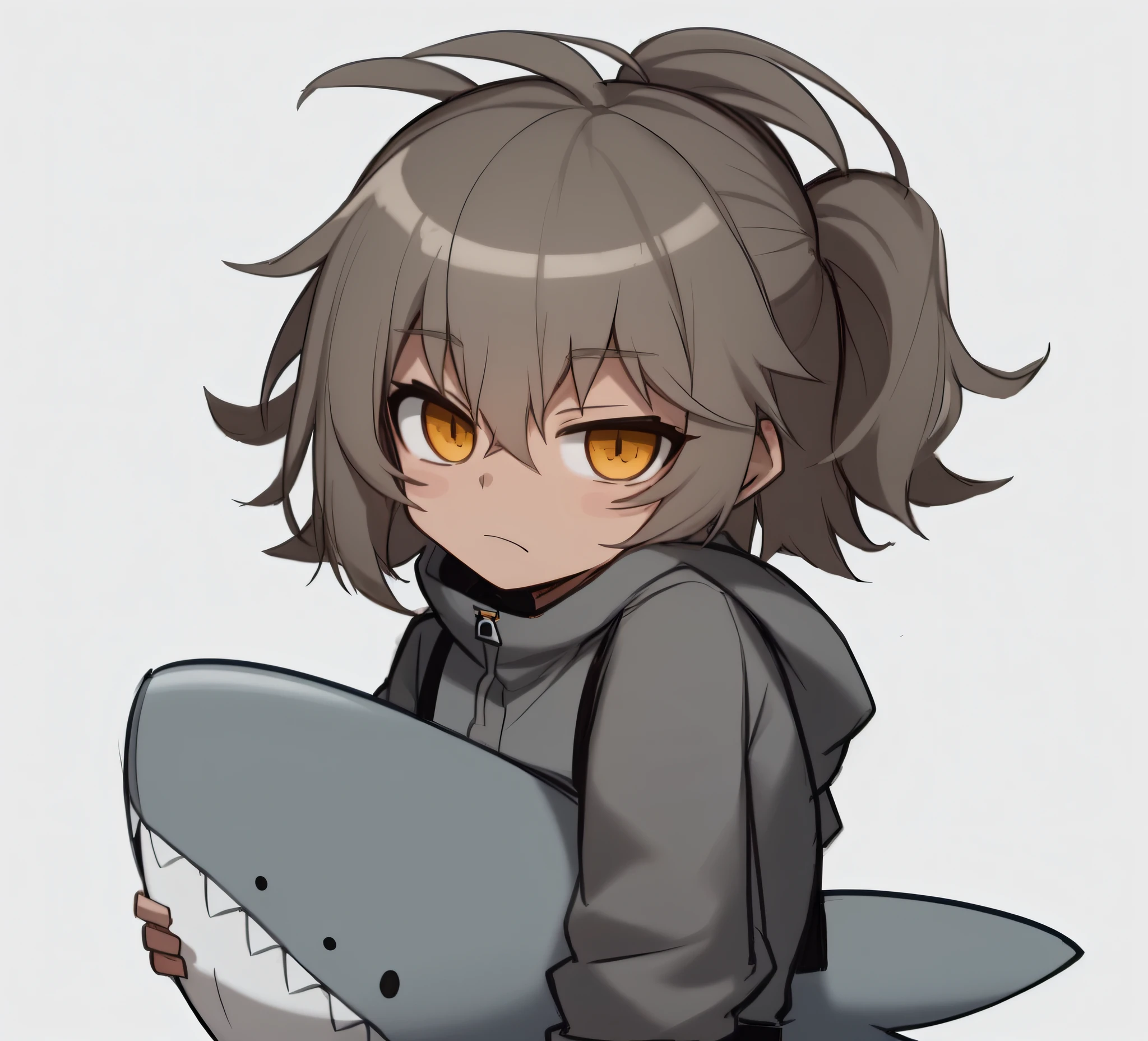 drawing of a boy with a shark tail sitting on the floor, anime moe artstyle, kantai collection style, Wataru Kajika, shark anthony, NYARUKO-SAN, anthropomorphic shark, em estilo anime, tsunami behind him, Makoto Shinkai, Chibi, Telegrama Sticker, subreddit / r / baleia