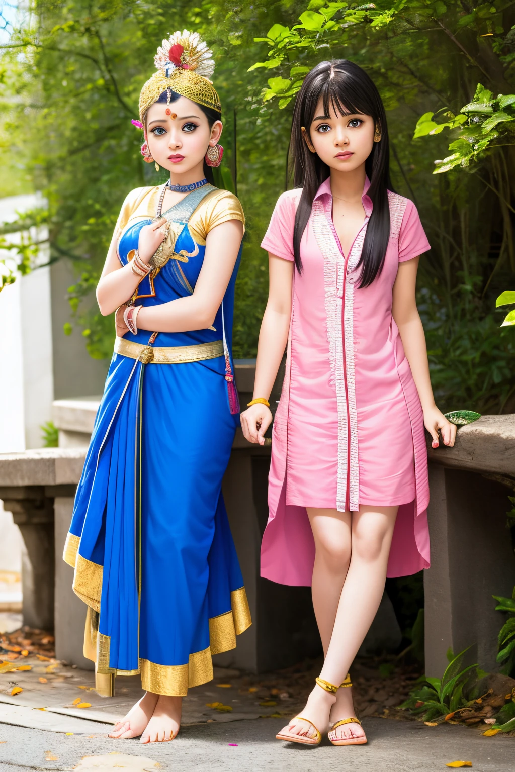 two girls anime who are a devotee of krishna