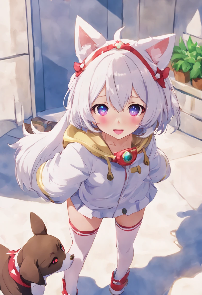 dog girl, hololive, vtuber, korone, face-up lens, full-length lens
