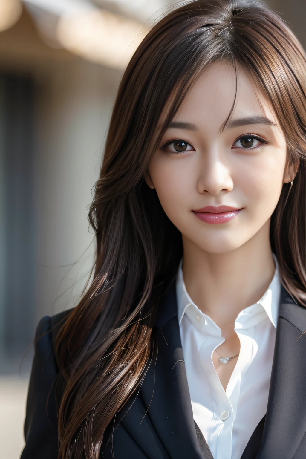 A close up of a woman in a suit posing for a picture - SeaArt AI