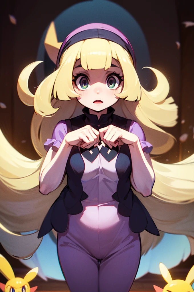 8k, UHD, HD Wallpaper, Illustration, 1person, 1girl, (((Pokemon))), (((Hex maniac))), (lillie pokemon), blonde hair, {{{fusion}}}, {{{agglutination}}}, {{{combination}}}, Obra maestra, mejor calidad, ((Obra maestra)), ((mejor calidra descarrilado)), Parte superior del cuerpo, {{{agglutination}}}, Pose con las manos en las caderaira la cara de la persona))), (((mirada cara a cara))),