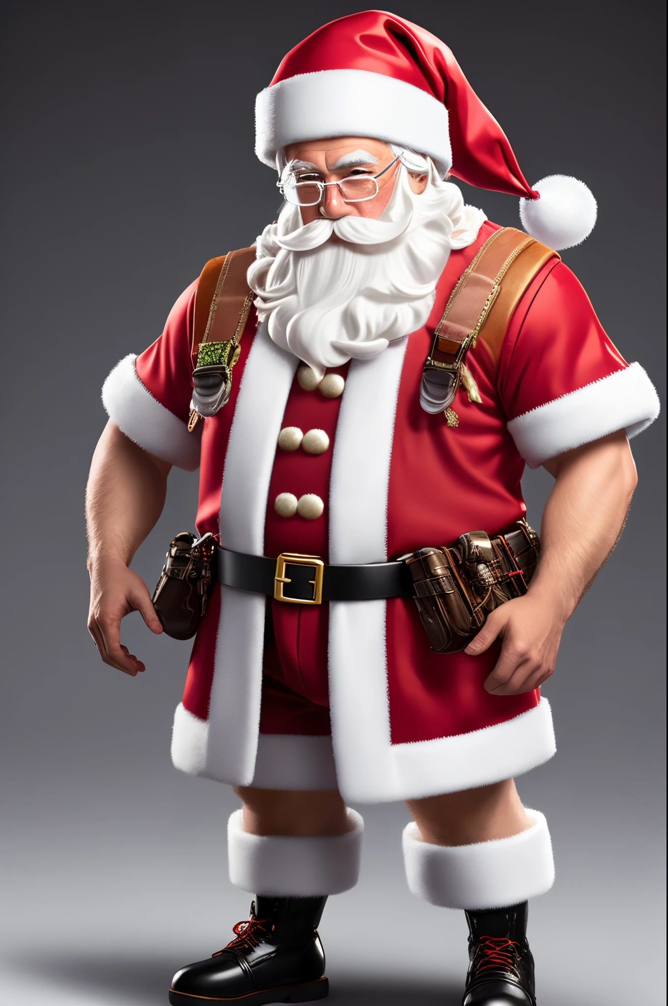 Father Christmas,1boy, facial hair, full body, goggles, hat, male focus, mustache, no humans, solo, transparent background