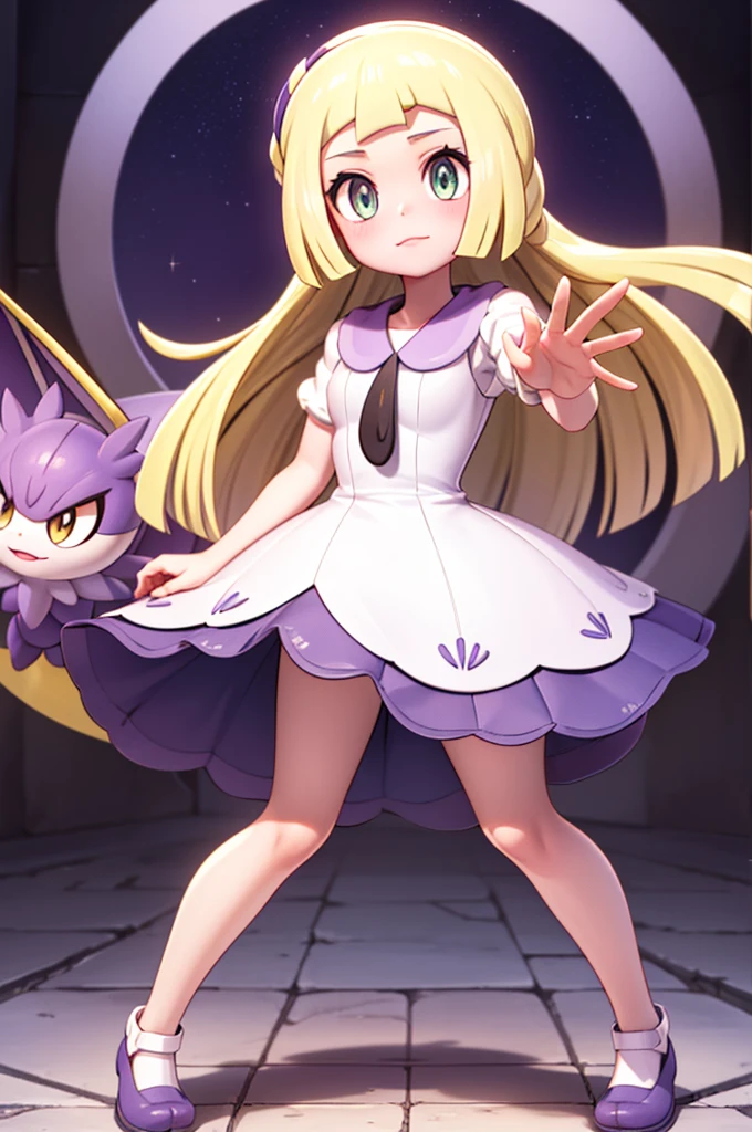 8k, UHD, HD Wallpaper, Illustration, 1person, 1girl, (((Pokemon))), (Hex maniac), ((((lillie pokemon)))), (((purpler hair))), {{{fusion}}}, {{{agglutination}}}, {{{combination}}}, Obra maestra, mejor calidad, ((Obra maestra)), ((mejor calidra descarrilado)), Parte superior del cuerpo, {{{agglutination}}}, Pose con las manos en las caderaira la cara de la persona))), (((mirada cara a cara))),