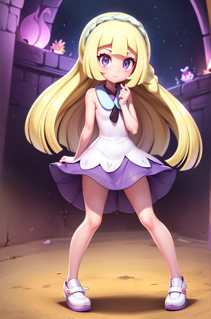 8k, UHD, HD Wallpaper, Illustration, 1person, 1girl, (((Pokemon))), (Hex maniac), ((((lillie pokemon)))), (((purpler hair))), {{{fusion}}}, {{{agglutination}}}, {{{combination}}}, Obra maestra, mejor calidad, ((Obra maestra)), ((mejor calidra descarrilado)), Parte superior del cuerpo, {{{agglutination}}}, Pose con las manos en las caderaira la cara de la persona))), (((mirada cara a cara))),