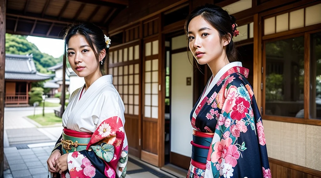 Japanese alone、Kimono appearance、Woman in her 30s、background is kyoto、in the edo era、Best Quality、ultra res、