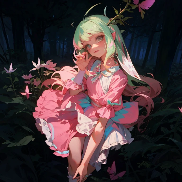 Melanie martinez anime style, fairy 🧚♀️ 💗💗💗, forest, beautiful stunning, gorgeous,